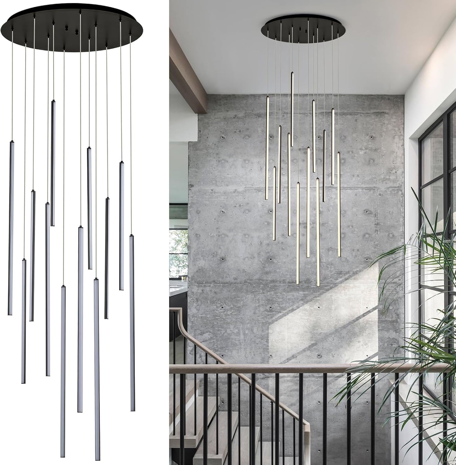 Grand lustre d'escalier haut de gamme pour intérieur de villa et salon de standing