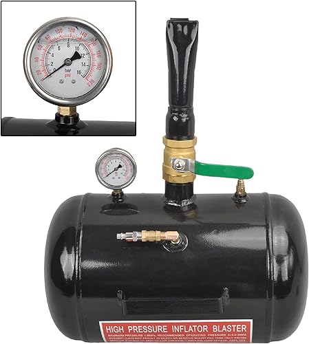 Asiento de cuentas de neumático de aire de 5 galones 145PSI Blaster Tool Air Tire Seating Blaster Inflator para automóvil, camión, tanque ATV - Negro