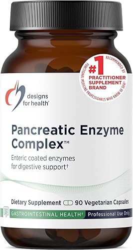 Designs for Health Complejo de enzimas pancreáticas - Suplemento de enzimas digestivas + bromelina - Apoya la digestión + la salud intestinal -