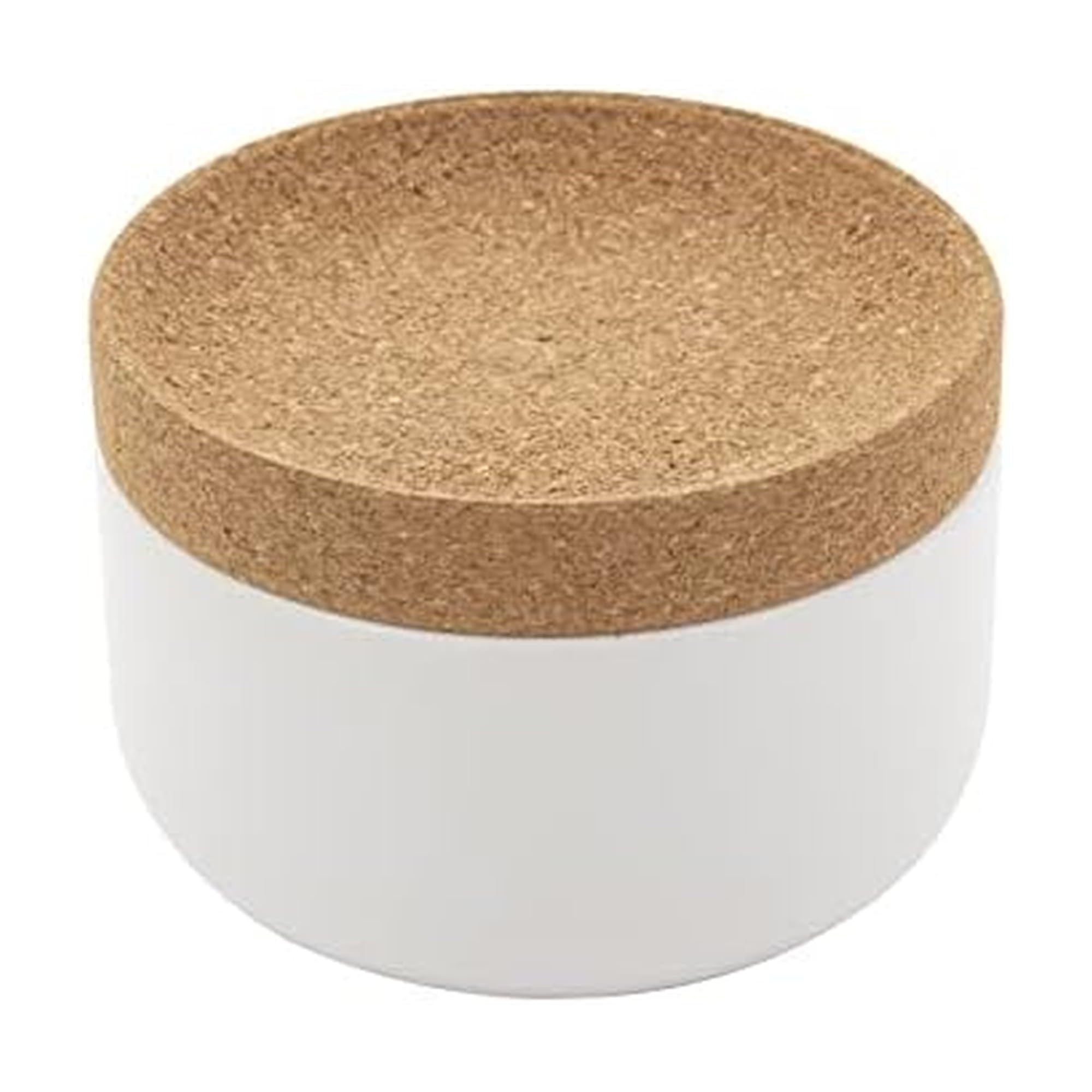 Kamenstein Ceramic and Cork Salt Pig with Easy Lift Lid for Easy Access, White