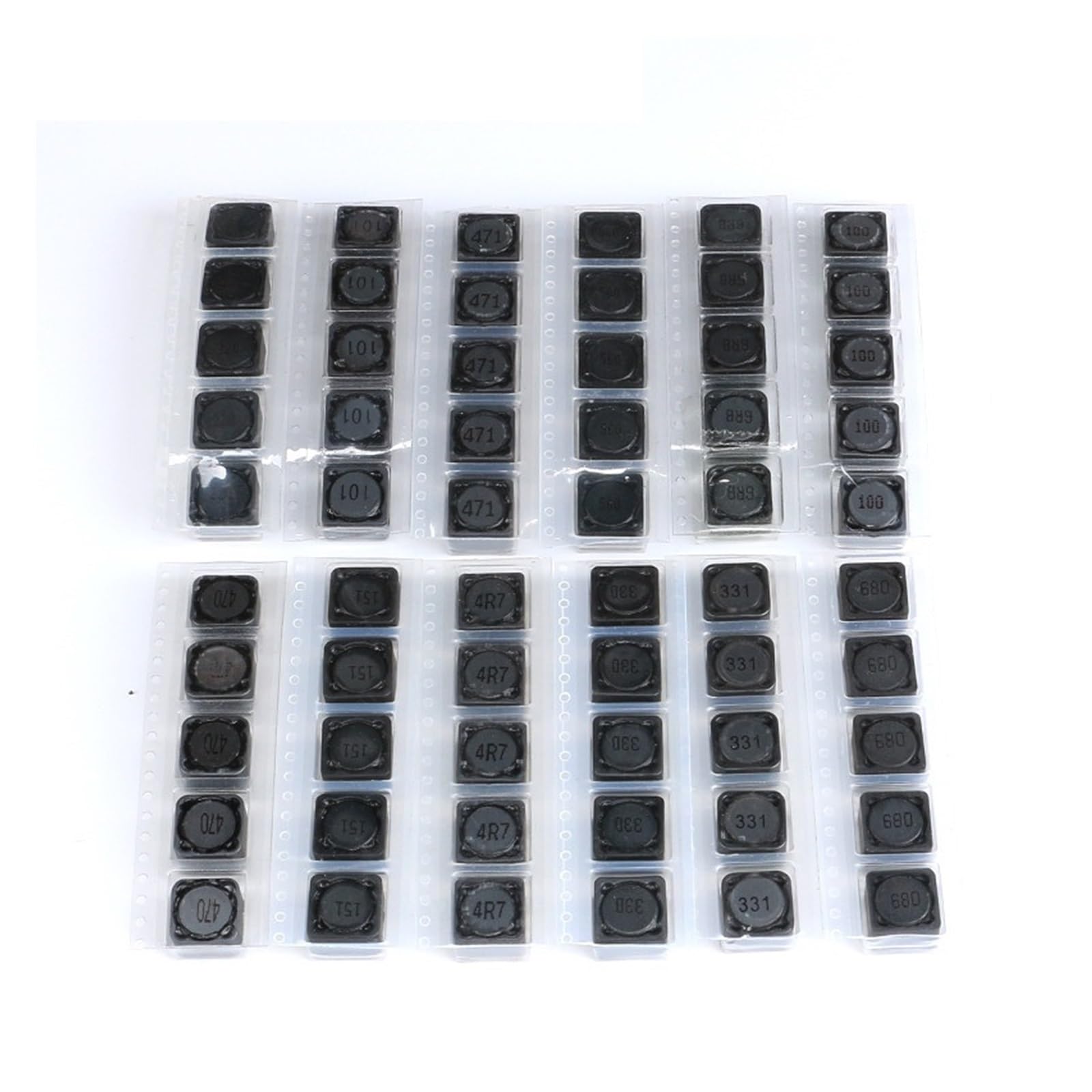 TARVIT 60 Piezas 12 valores Inductor blindado SMD Kit de Surtido de inductores de Potencia 4.7UH-470UH 12 * 12 * 7MM H127R