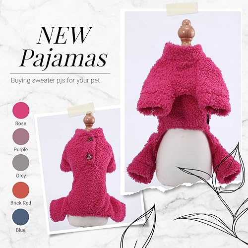 Miniatura 2 de Pijama de forro polar de peluche para perros pequeños y niñas, pijamas cálidas de invierno para cachorros, ropa de suéter para clima frío, abrigo