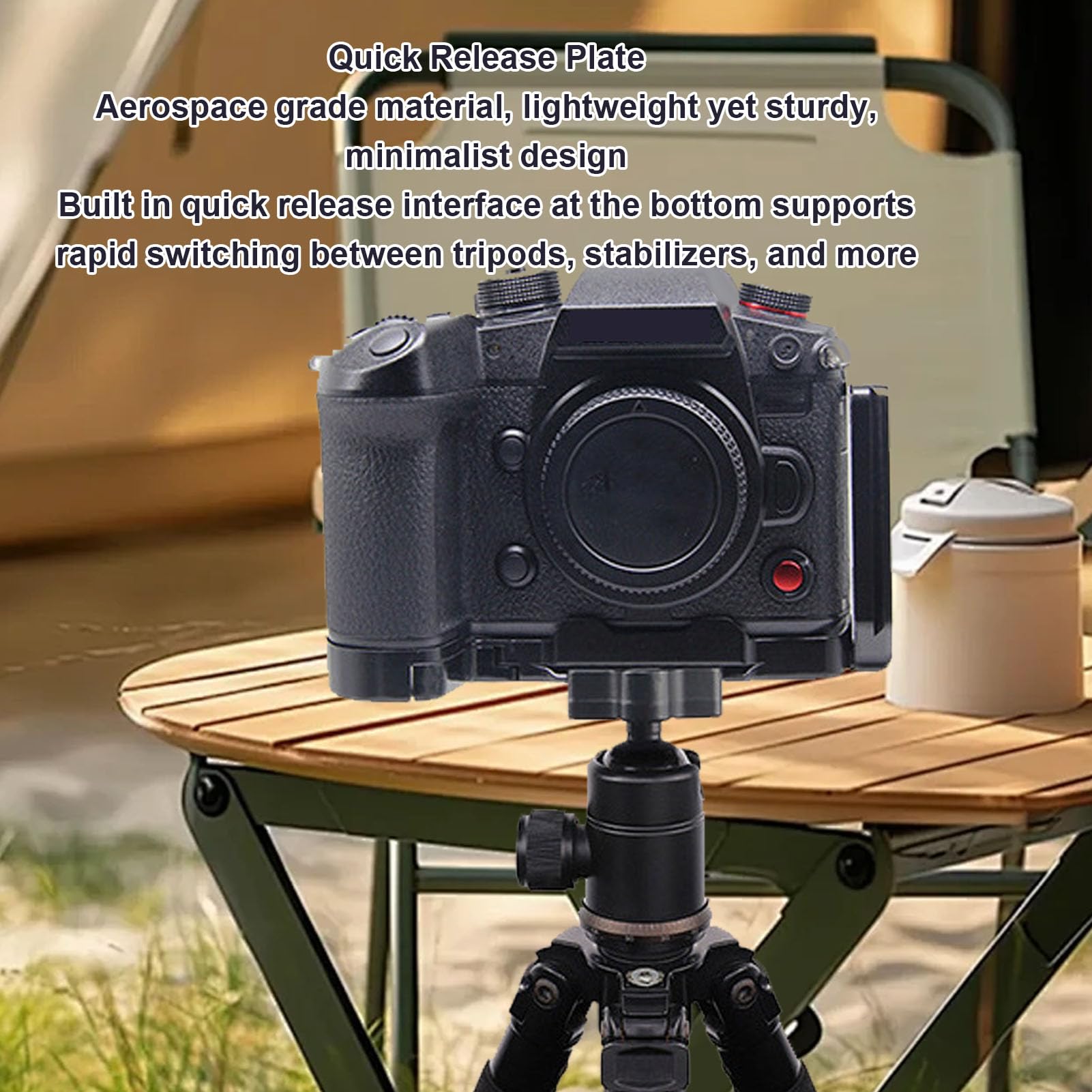 Staffa a L con Sblocco Rapido per S5II, Supporto Macchina (BLACK) | Materiale in lega di alluminio, compatibilità universale, aperture precise