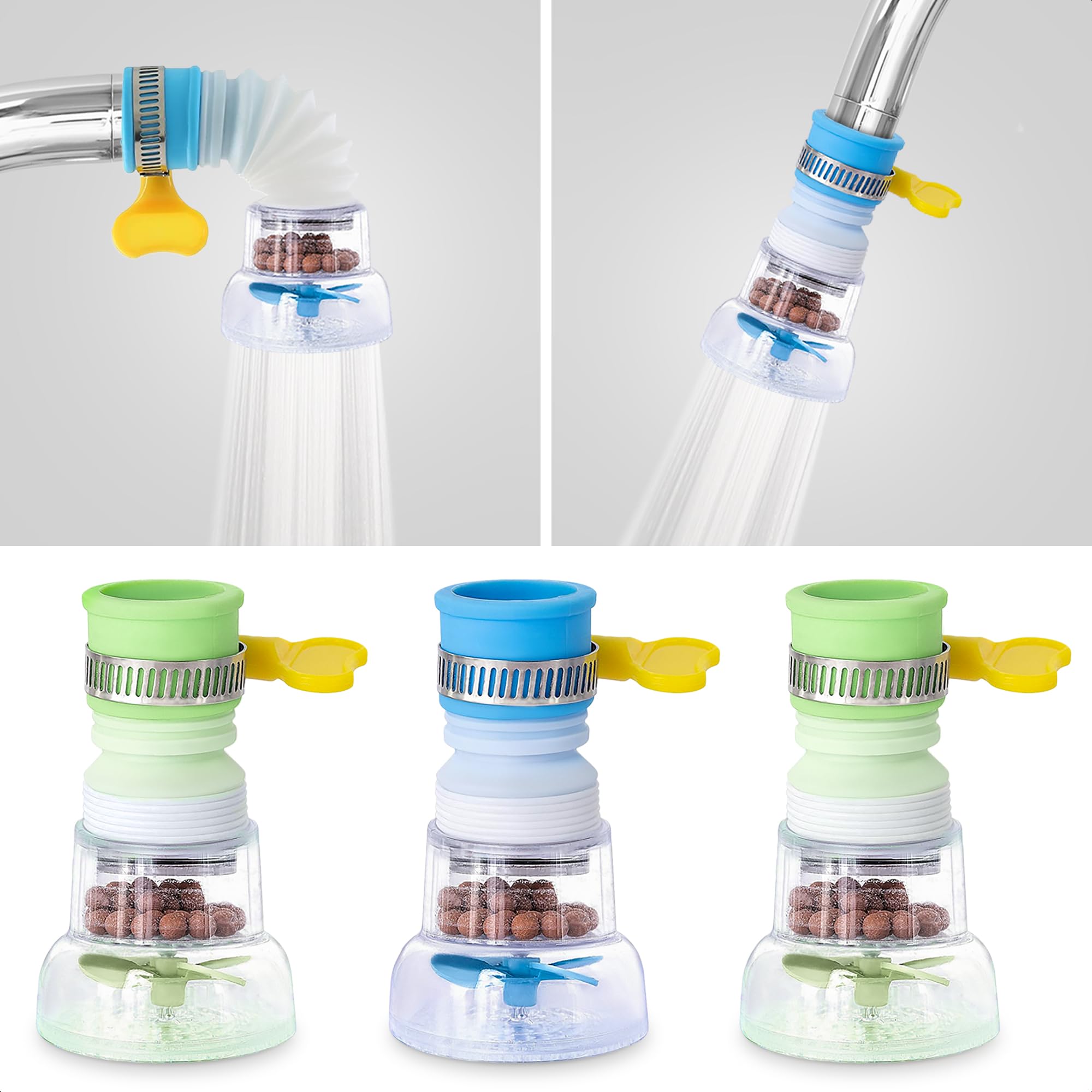 3 Pcs Faucet Filter Set - Water Faucet Extenders 360 Rotating Adjustable Water Purifier for Sink 0 83