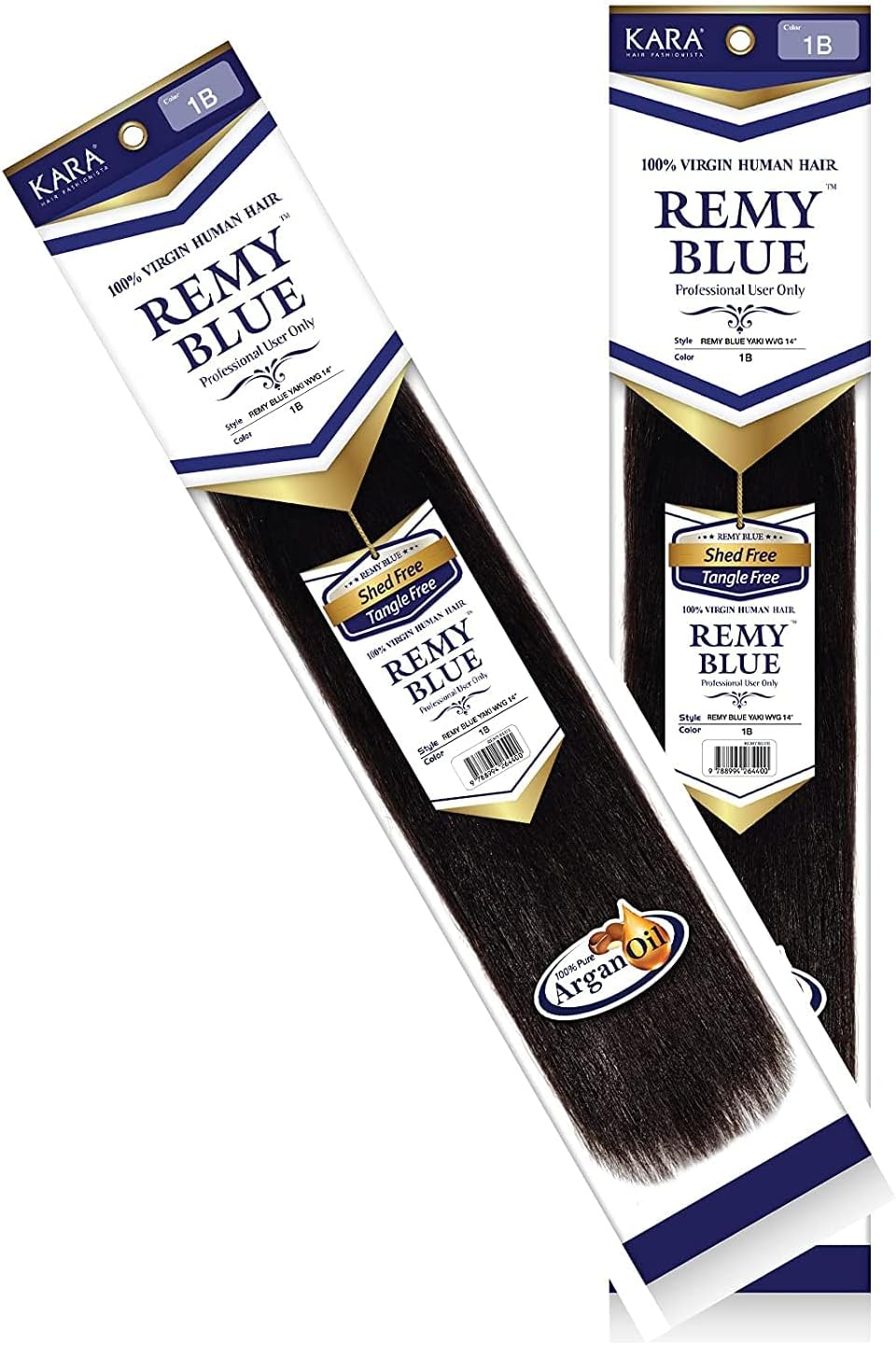 New Remy Yaky-Remy Blue 100% VIRGIN Human Hair Weave- Shed Free&Tangle Free (#1B, 10“ packs of 2)