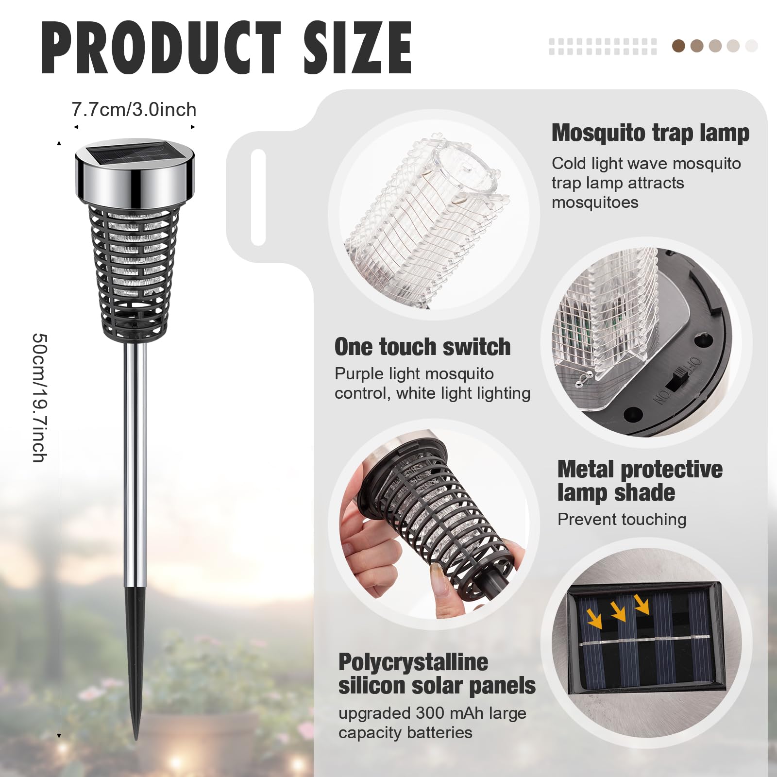 Qualirey 4 Stück Solar Bug Zapper Moskito für den Außenbereich, wasserdicht, LED-Licht, Außenmückenschutz, Killer-Insektenvernichter für drinnen und draußen, Terrasse, Hof