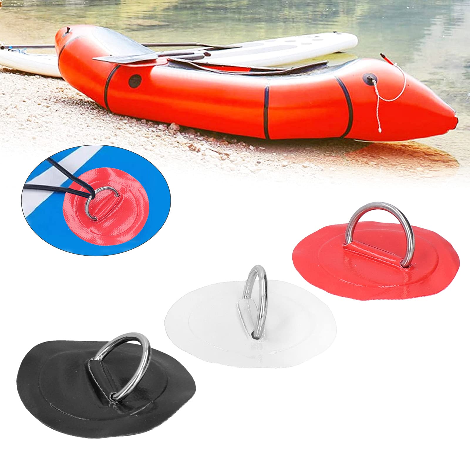 Anillo En D Parche PATIKIL D-Anillo Parche 6uds Inoxidable Acero D-Anillo PVC Parche Almohadilla Sin Pegamento Incluir Para Parche PVC Ancla Kayak