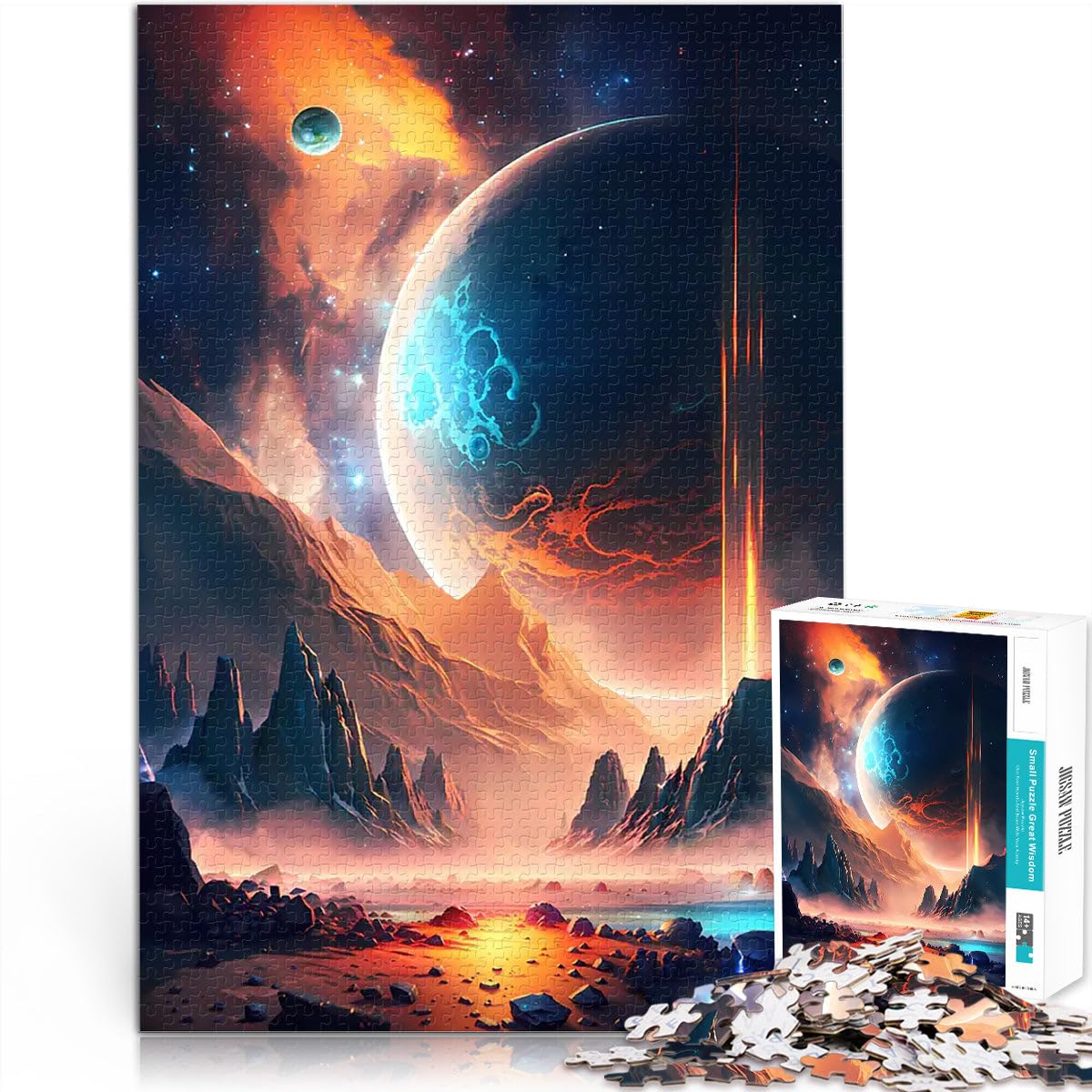 1000 Pieces Puzzles for teenagers Volcano Mountain Cosmos Herausfordernd Schwierig Künstlersammlung, Bildende Kunst52x38cm — image 1