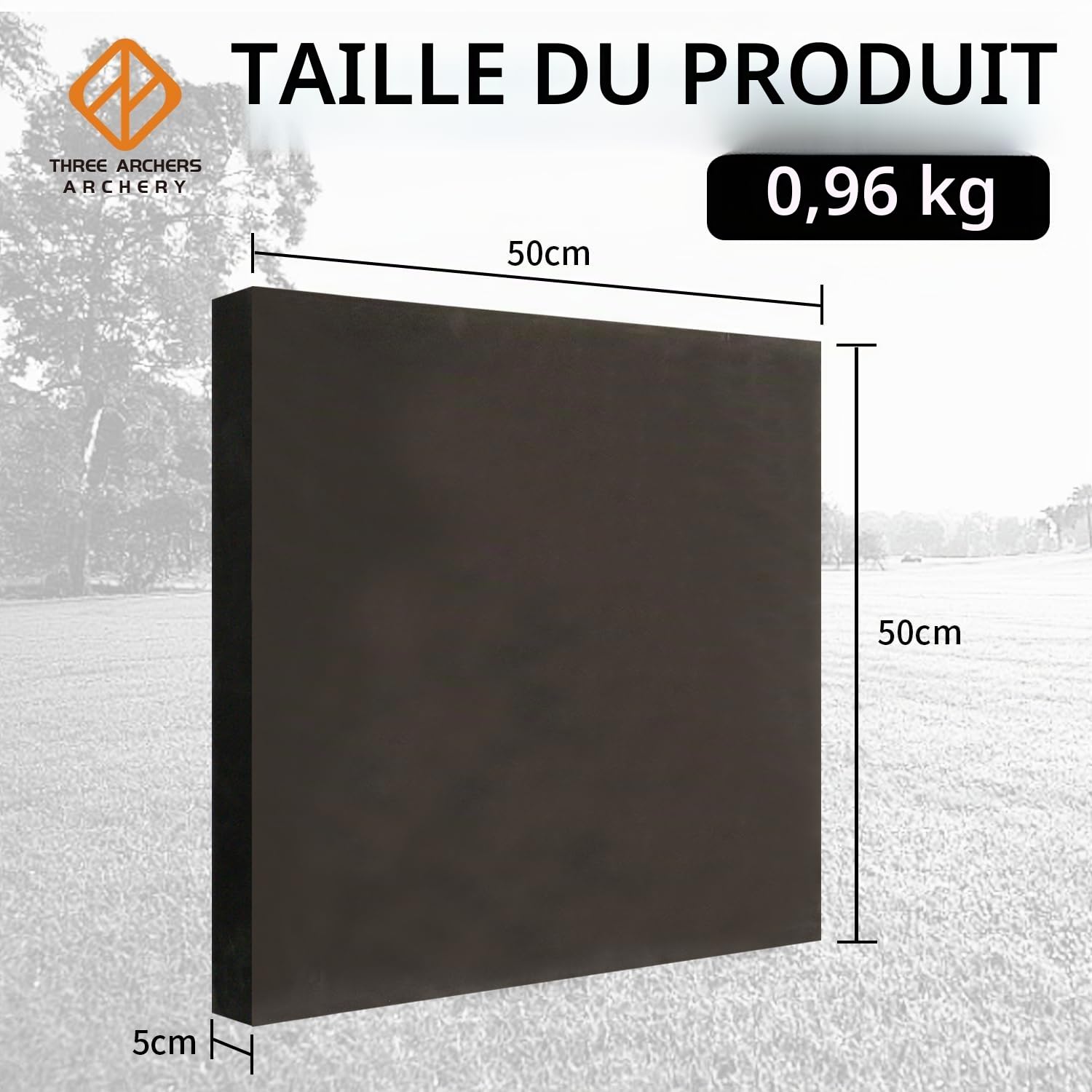 THREE ARCHERS Cible de tir à l'arc 50x50cm Ensemble de cibles Haute densité en mousse légère et durable avec 5 supports et 4 clous de fixation pour le tir à l'arc