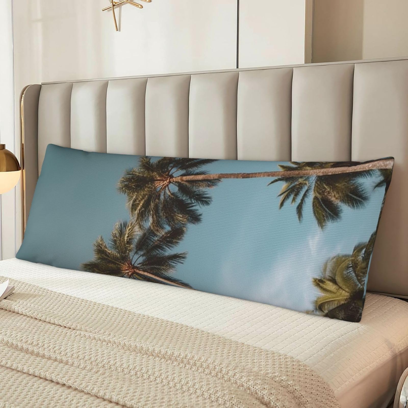 Tall Tropical Palm Trees Body Pillow Case Cover, Microfiber Long Pillow Cases, Ultra Soft and Cozy Plush Body Pillowcase Decorative Long Bed Pillow Cover for Sleeping 20x54 Inches