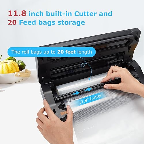 Miniatura 4 de INKBIRD Máquina selladora al vacío con 5 rollos de sellado al vacío (total de 110 pies) y 5 bolsas selladoras de alimentos de 8 x 12 pulgadas,