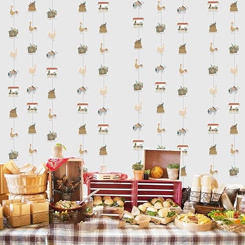 Miniatura 2 de Cheereveal Guirnalda de serpentinas con temática de mercado de agricultores, retro cultivado localmente, para jardinero, colgantes de techo, para