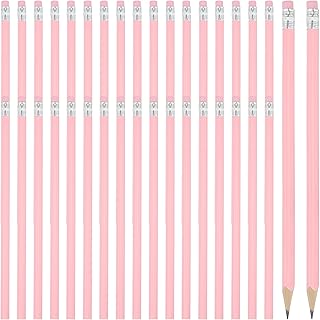 PATIKIL Lápices Redondos Paquete de 36 Lápices de Grafito HB Triangulares en Estuche de Madera con Borrador para Suministros de Escritura Dibujo en La Oficina O Aula Color Rosa