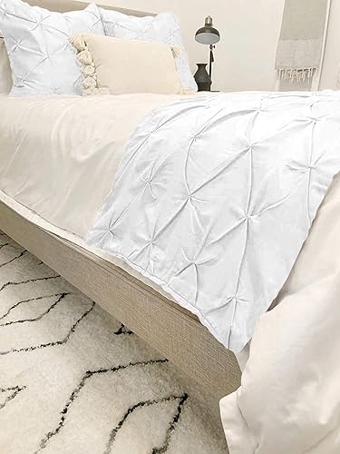 Miniatura 3 de Bed Runner - Camino de cama plisado de 100 % algodón de 800 hilos, color liso, bufanda decorativa de fácil cuidado, 1 camino de cama plisado, tamaño