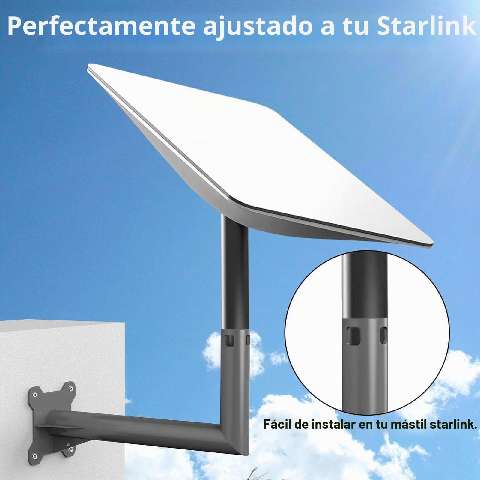 Mount Internet Kit Satellite, Wall Pole Roof Mount, Long Wall Mount, Antena Rectangular J Soporte de Montaje para V2