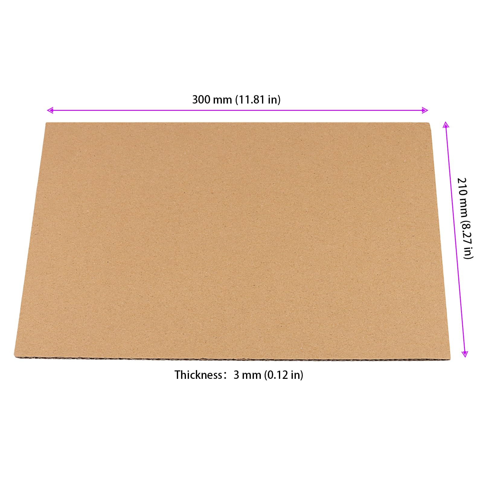 Lot de 50 feuilles de carton A4, 30 x 21 x 0,3 cm, rectangulaires, 3 couches épaisses, en carton ondulé, marron, pour envoi, emballage