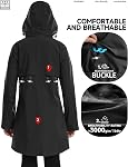 Women's Packable Rain Jacket Waterproof Rain Coat with Hood | Knee-Length, Lightweight, Drawstring Waist, Soft Breathable Lining, 3 Zipper Pockets, 4 Back Vents, Daily Camping Travel