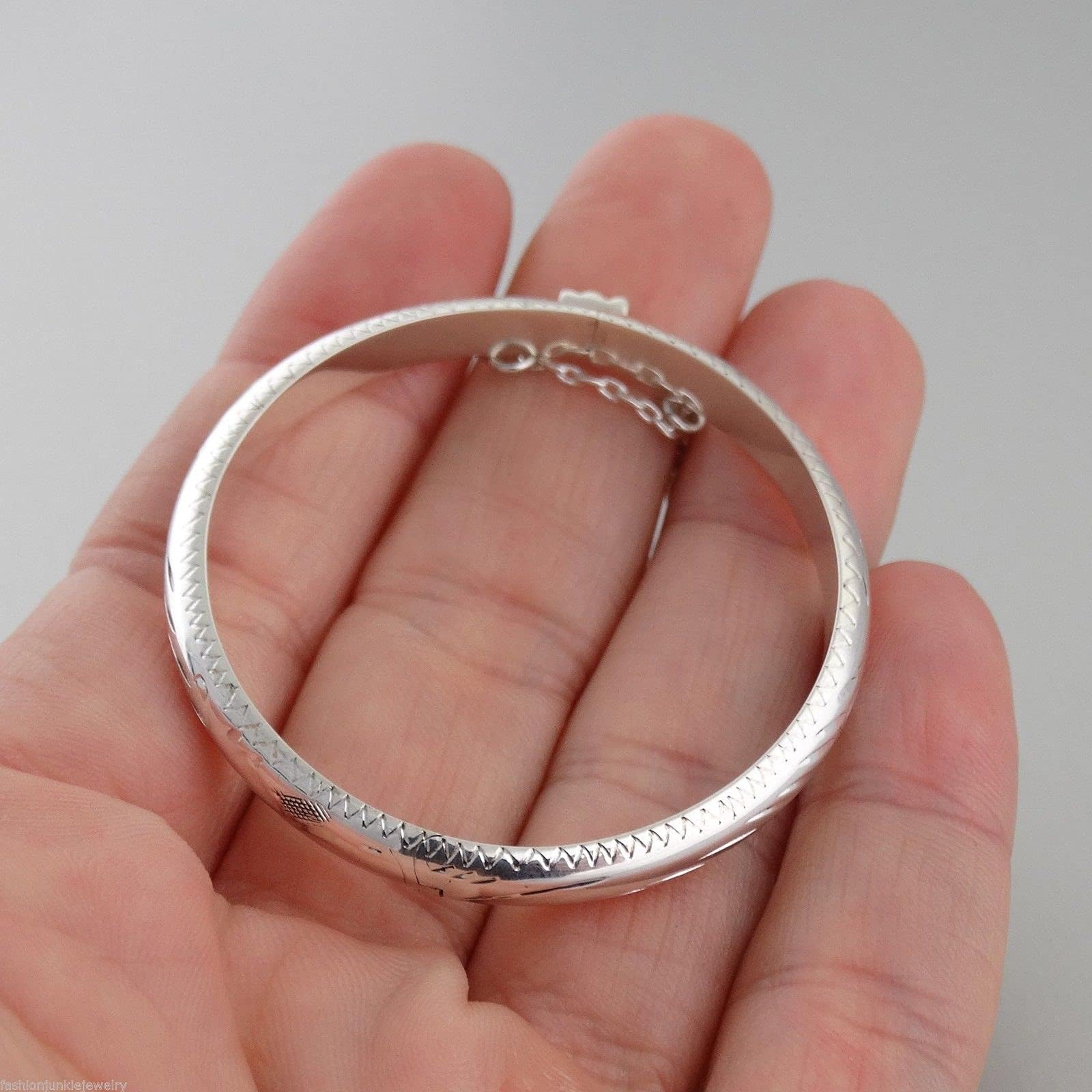 FashionJunkie4Life Bracciale rigido in argento Sterling con catena per neonati o bambini piccoli, 40 month, Argento sterling