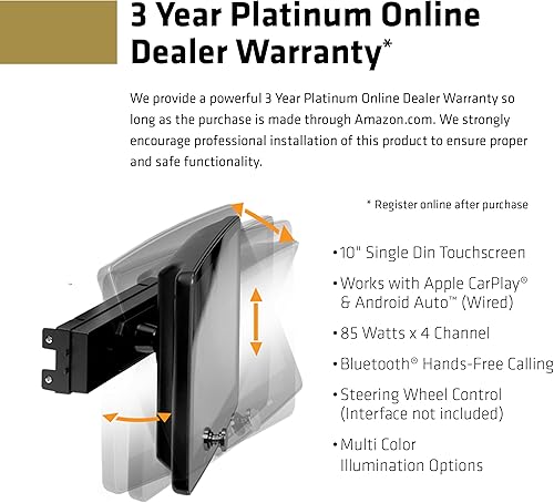 Miniatura 3 de Sound Storm Laboratories SDML10ACP Chasis de un solo Din, pantalla táctil capacitiva desmontable de 10 pulgadas, Apple CarPlay, Android Auto,