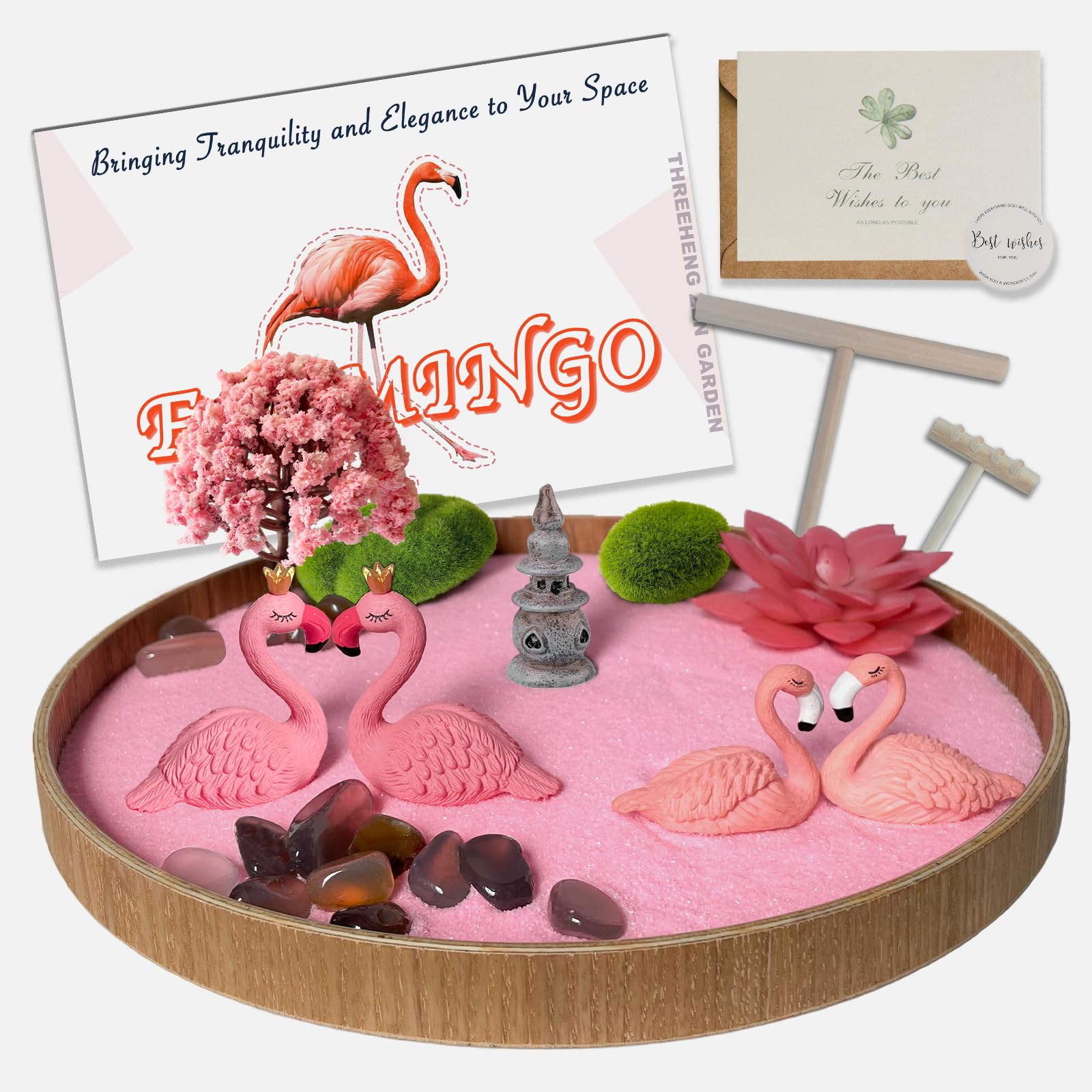 Amazon.com: Threeheng Flamingo Zen Garden for Desk, Pink Sand Art