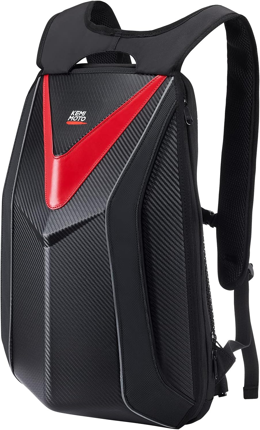 KEMIMOTO Motorcycle Backpack, Hardshell Helmet Backpack Expandable Large Capacity Riding Bag, Water Resistant Lightweight for Riding Work Gym