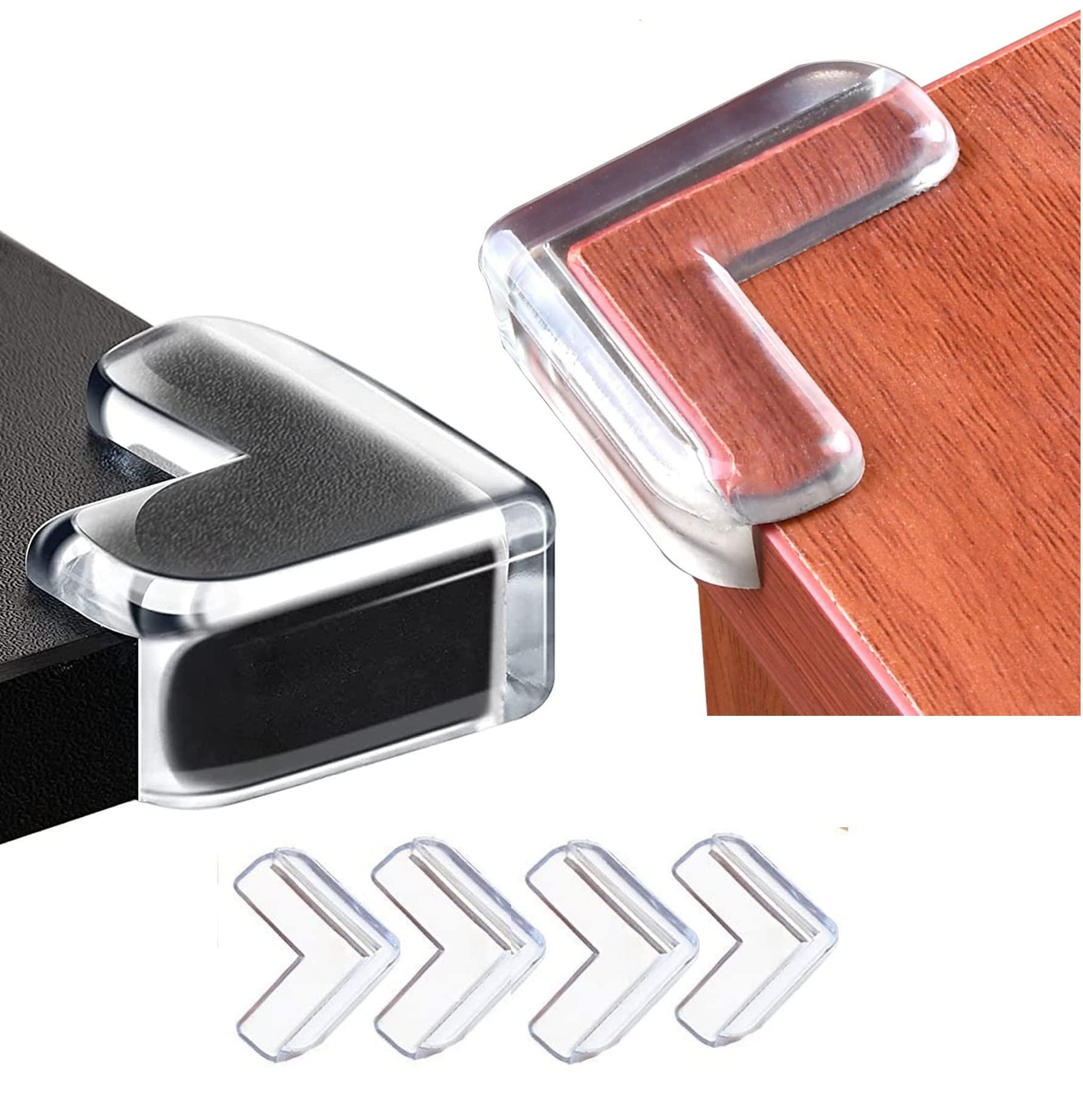 SEAHAVEN Corner Protector for Sharp Edges, Clear Corner Guards, High Resistant Adhesive Baby Proof Protector, Stop Child Head Injuries Tables Furniture & Bed Room Baby Protection (Pack of 4) (Square)