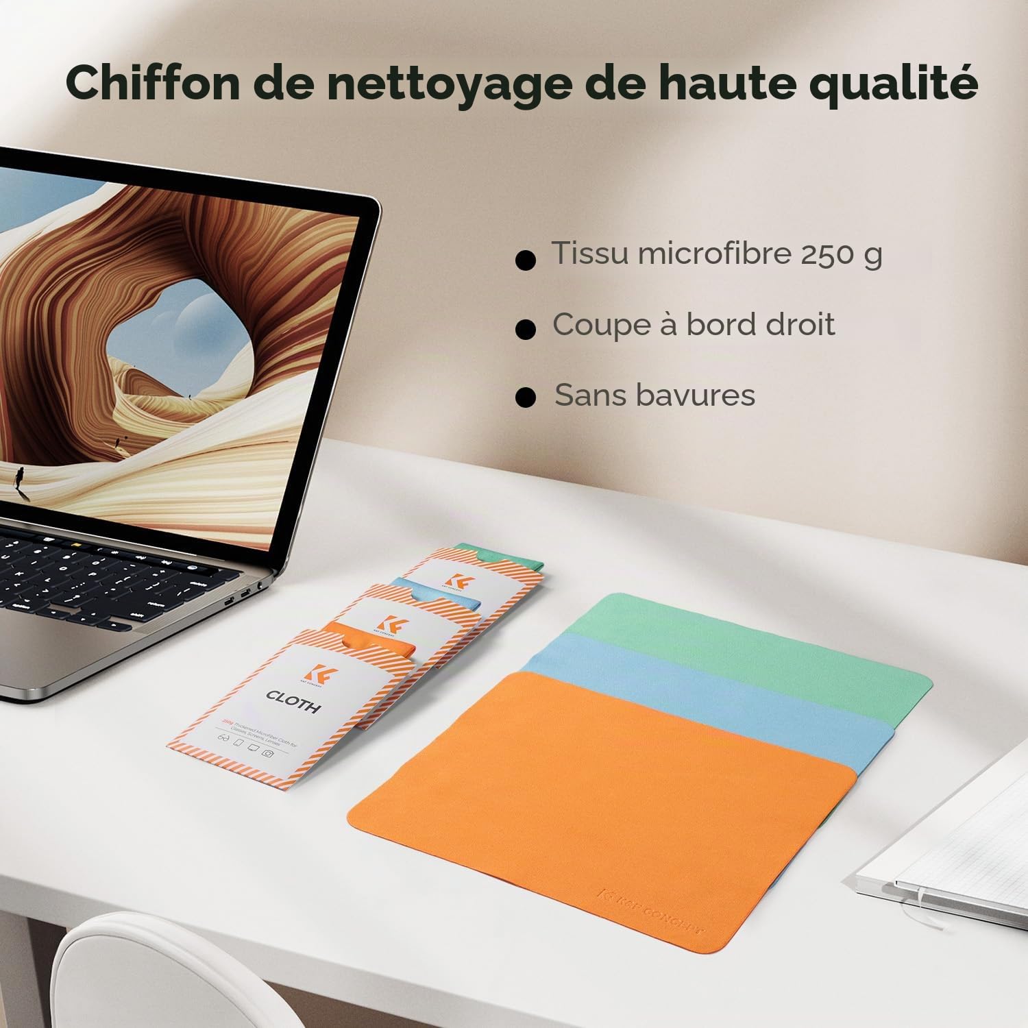 K&F CONCEPT Chiffons de Nettoyage en Microfibre, Chiffons Microfibre, Chiffon Lunettes de Vue Lunettes, Appareils Photo, Casques VR/AR, Tablettes, Lentilles et Écrans, 6 PCS, 15 x 18 cm