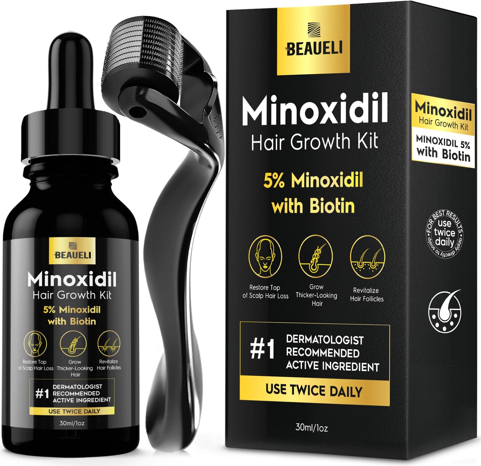 Amazon.com : Minoxidil and Biotin Hair Growth Oil for Beards and ...