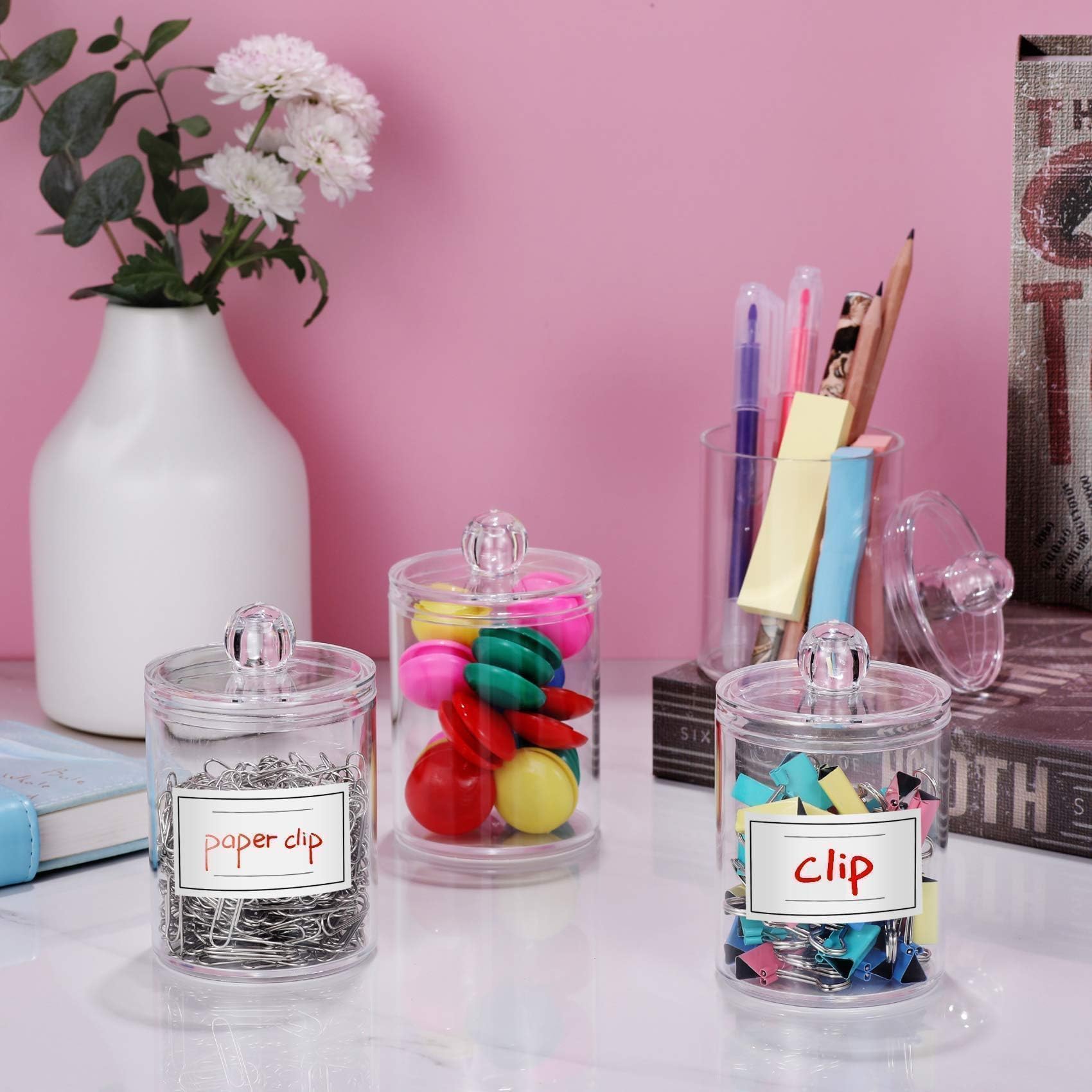 4 Pack Acrylic Qtip Holder Dispenser H914