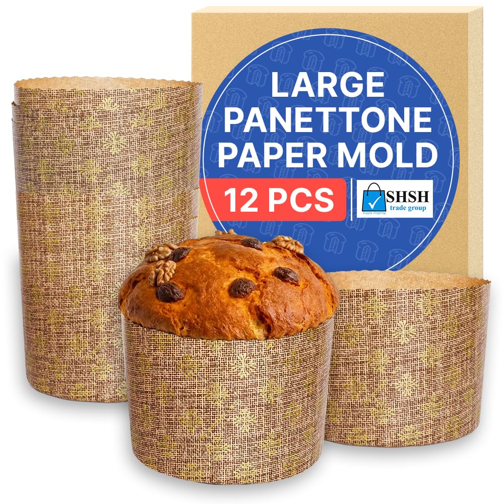 28 oz Panettone Paper Mold Large | 12 Pack | Non Stick Panetonne Mold Panettone Pan Easter Bread Paper Baking Mold Paska Kulich Pascha