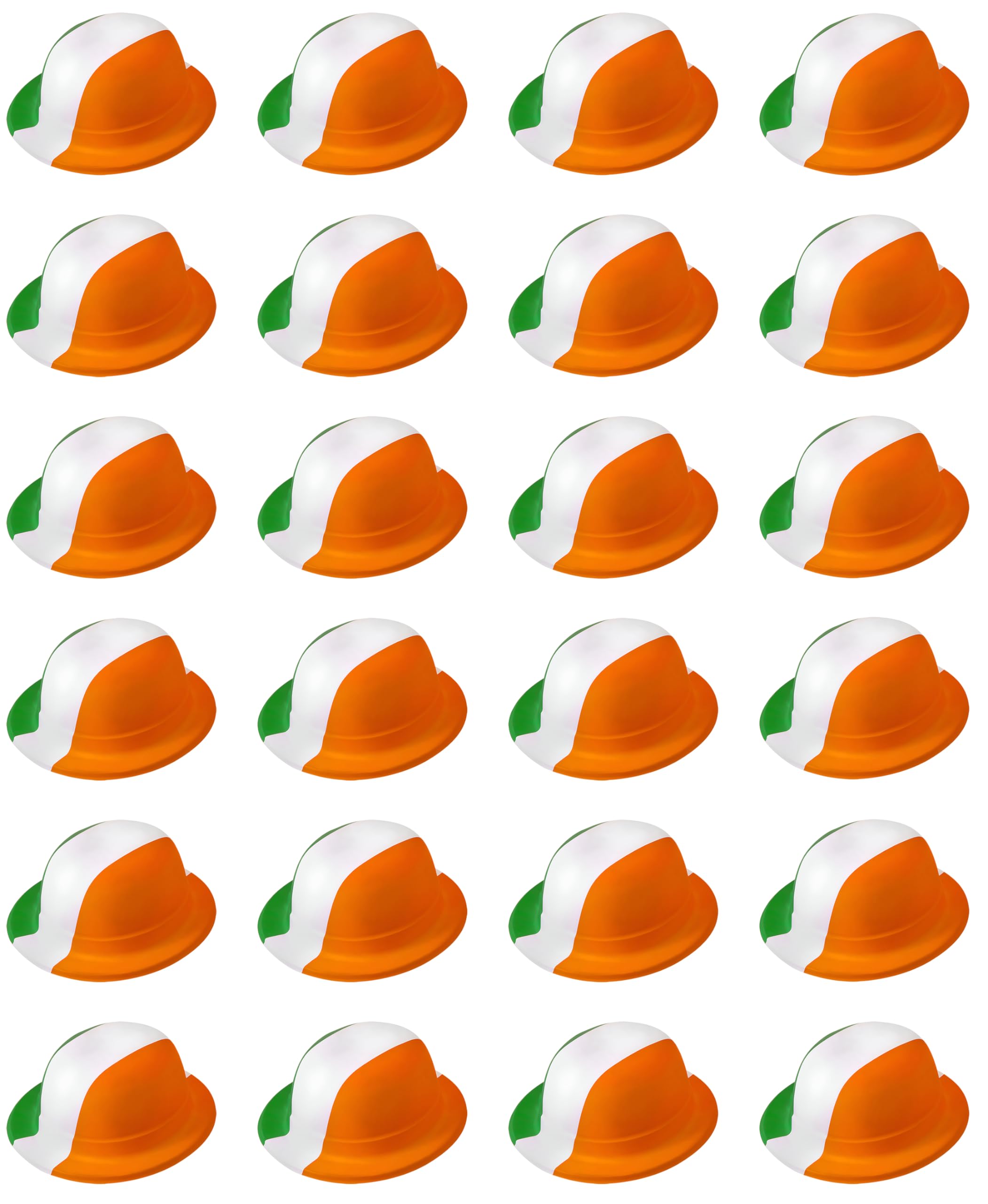 Quickdraw 24 x Ireland Flag Colours Plastic St Patrick's Day Bowler Hats Adults Costume Accessory Fancy Dress Party Irish Celebration
