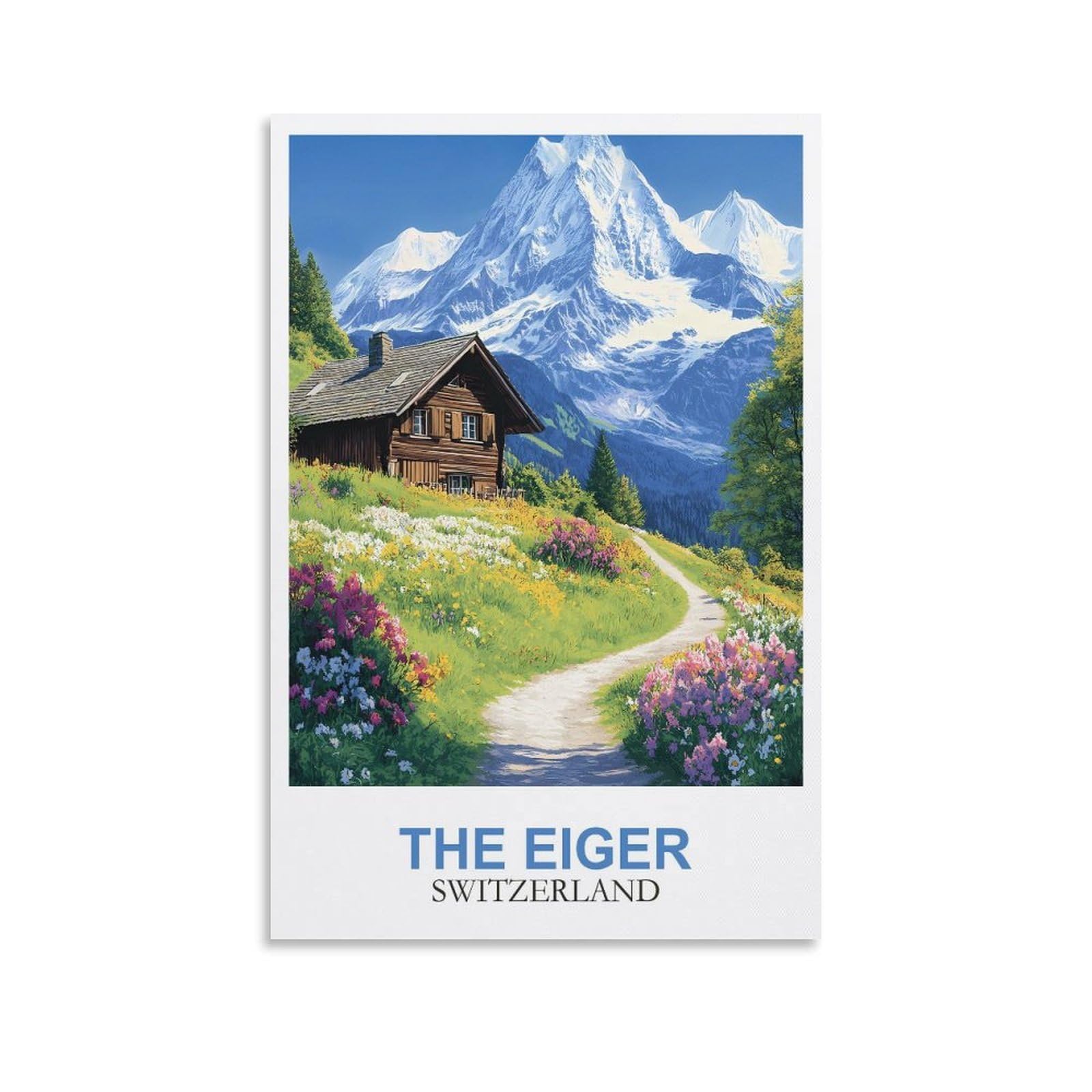 Fzyuen Unframe-Style The Eiger Switzerland Vintage Travel Posters 08X12inch(20X30cm) Canvas Wall Art Prints For Wall Decor Room Decor Bedroom Decor