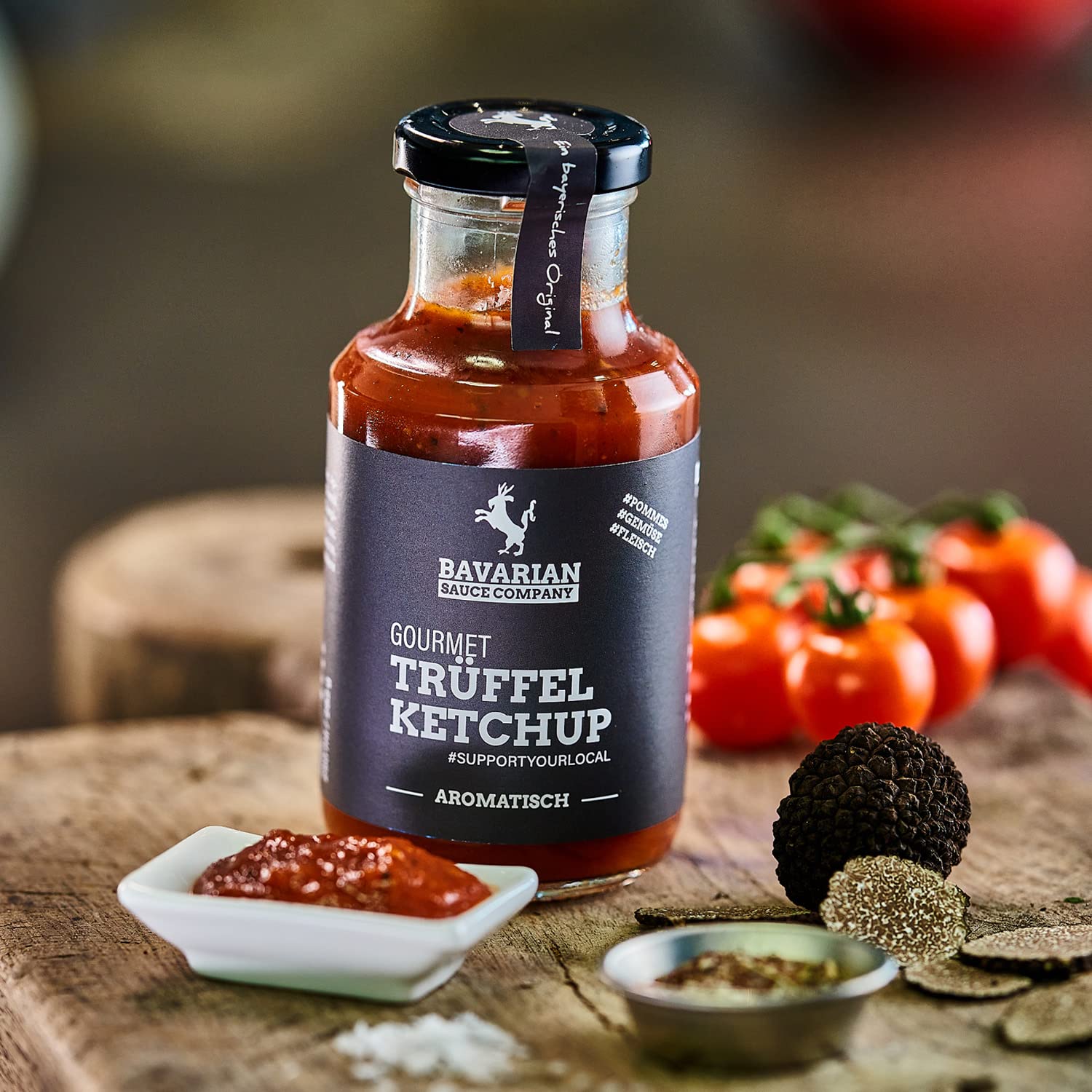 Bavarian Sauce Company Gourmet-Trüffel-Ketchup 6x250 ml | Fruchtiger Trüffel-Tomaten-Ketchup | Deutsche Herstellung | Lecker zu Pommes, Burger & Gegrilltem | Ideal für Feinschmecker