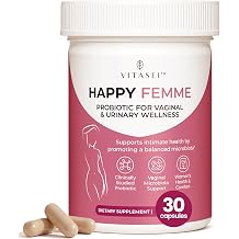 VITASEI Happy Femme Intimate Health Probiotic for Vaginal Microbiome Balance Probiotic for Womens Vaginal Health & Urinary Support Womens Daily Probiotics with Lactobacillus 30 Capsules