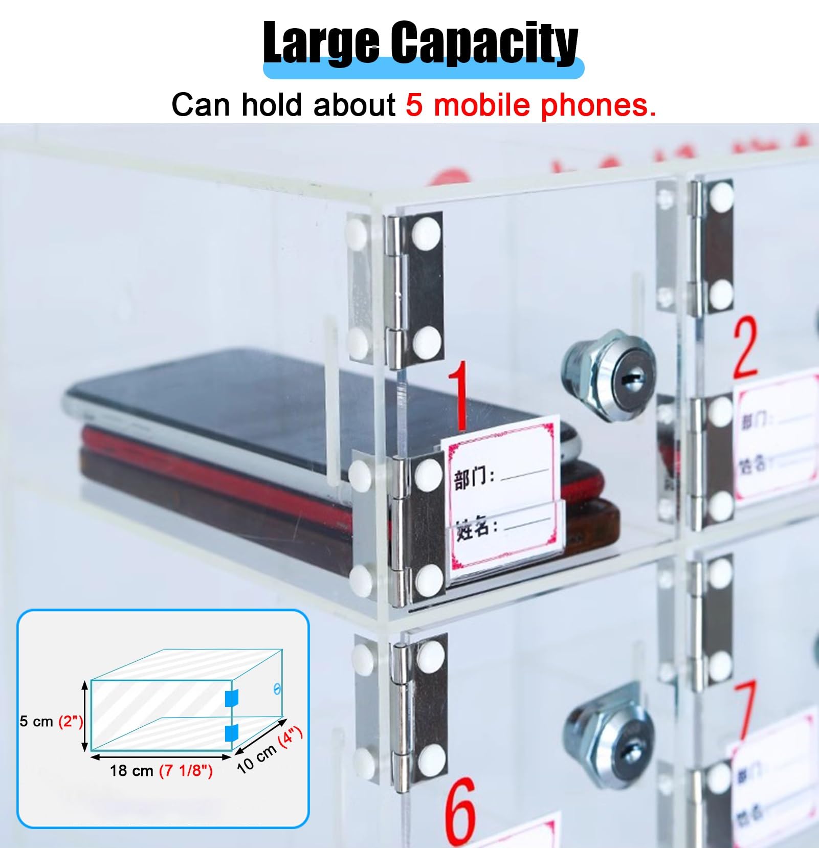 Chiaro cellulare Locker Box con numero, 12 griglie armadio di stoccaggio per ufficio & aula, soluzione di archiviazione sicura del telefono cellulare, nized Pocket Locker per aziende