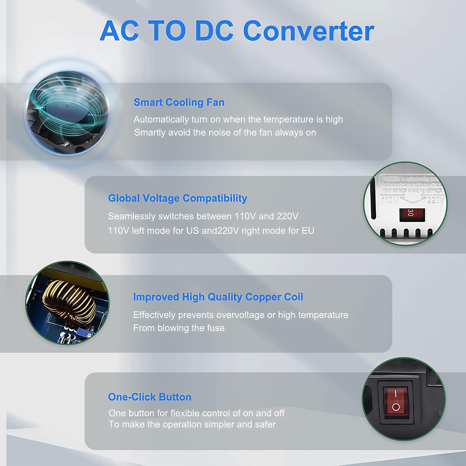 AC to DC 12V 30A 360W Power Supply Universal Regulated Switching Converter AC110V/220V (Black, 1, SMPS) Transformer Driver Adapter for LED Strip Light, CCTV Camera Security, Radio, RV