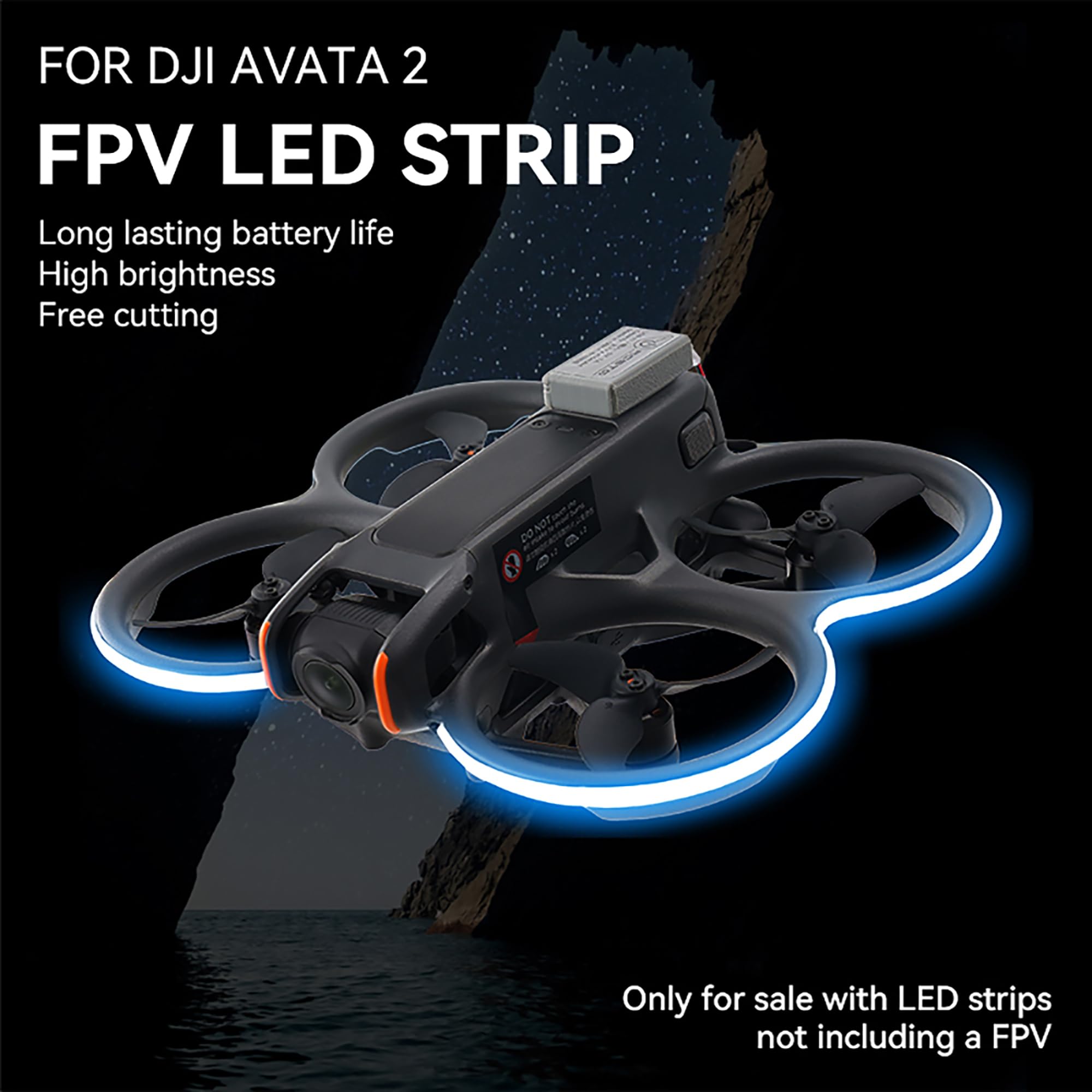 RCGEEK LED Light Strip for DJI Avata 2 Accessories, Anti Collision Light Night Flying Warning Strip Compatible with Avata 2 (Blue)