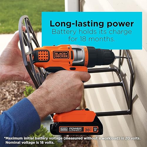 Miniatura 5 de BLACK+DECKER 20V MAX Taladro/desarmador inalámbrico con batería y cargador, luz de trabajo LED (LDX220C)
