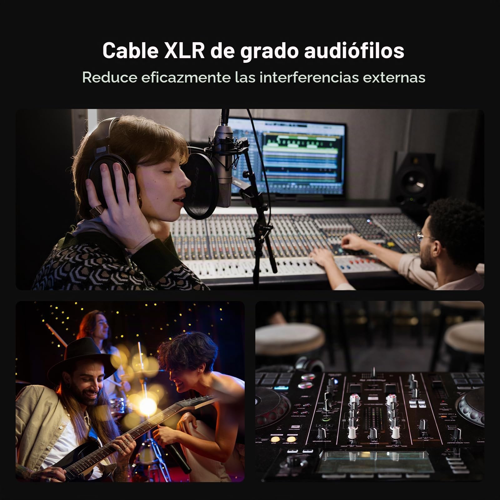 Fosi Audio XLR Cable de 1 Pie, Cables de Preamplificador a Amplificador de Potencia (Paquete de 2), Blindaje Duradero para Amplificador ZA3 ZD3, DAC, Preamplificador y Micrófono