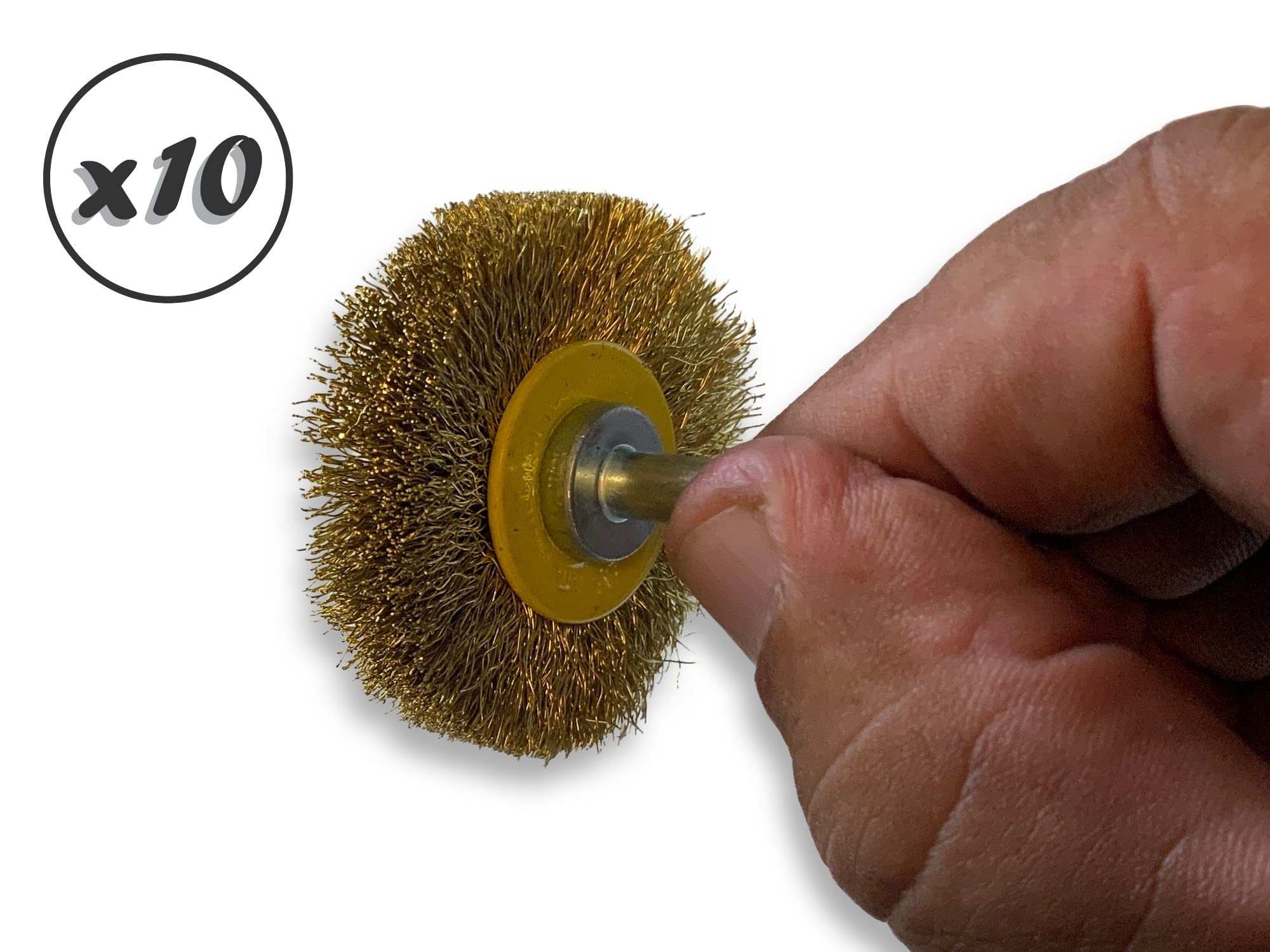 Kibros Lot 10 brosses rot. circ. laiton souple Ø 50 mm 12 mm tige