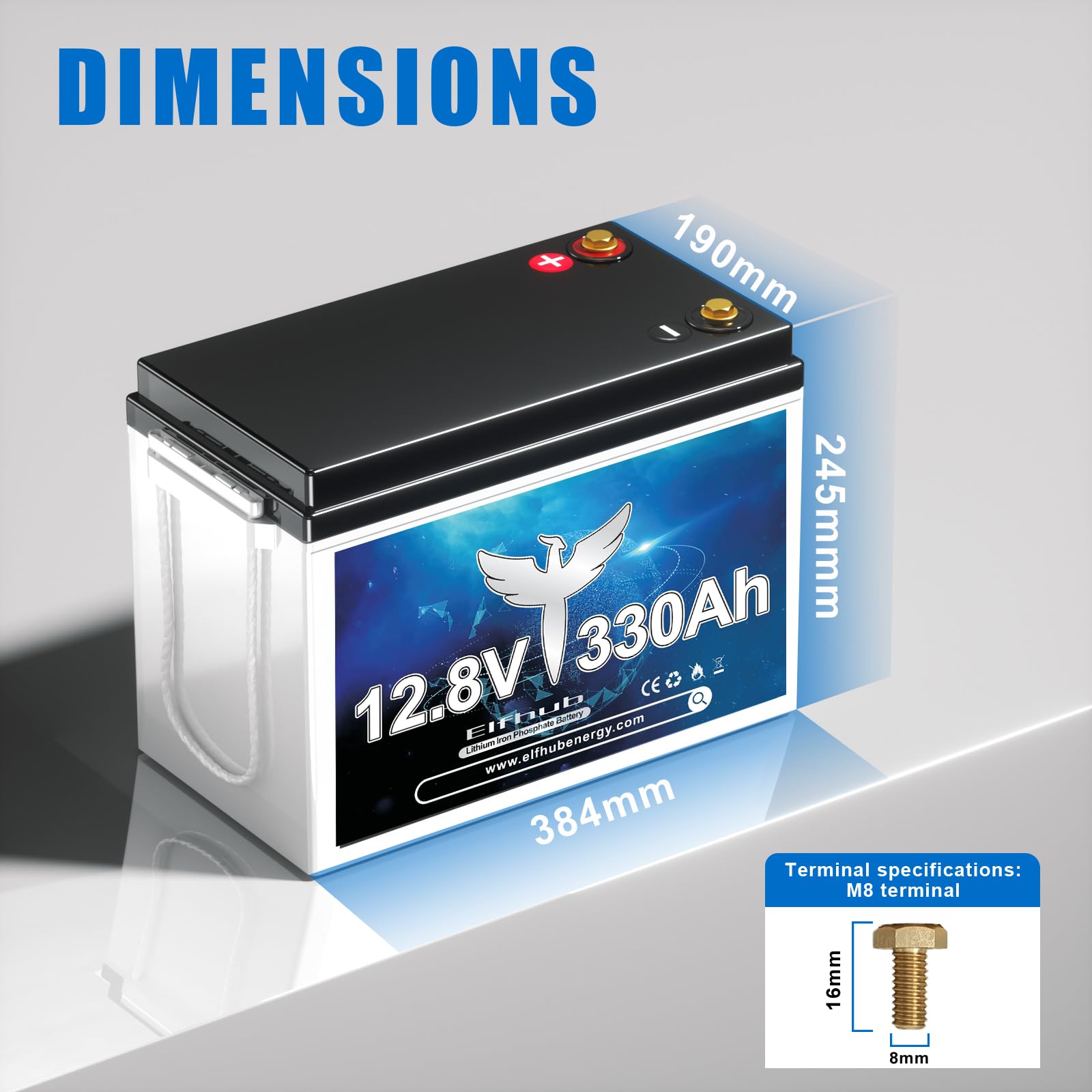 Lifepo4 330A 12V Mini mit 200A BMS, 4224Wh 15000+ Deep Cycle Lithium Eisen Phosphat Batterie, ideal für Off-Grid Systeme, Wohnmobile, Solaranlagen, Boote