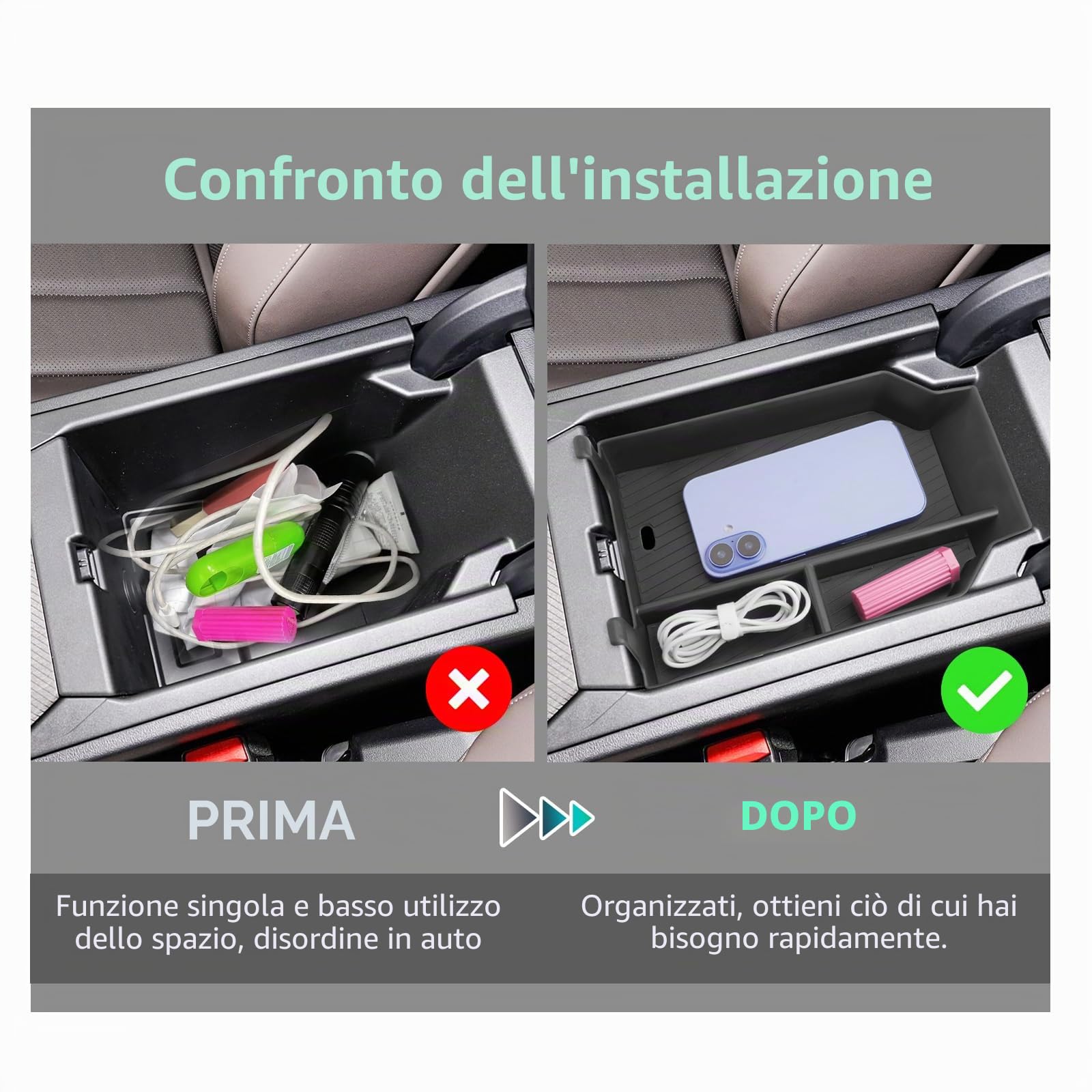 GAFAT Compatibile con BMW X3 G45 2025 2026 Contenitore per Console Centrale, X3 2025 Plug-in Hybrid XDrive Braccioli Organizer Portaoggetti, con Tappetini Antiscivolo, Lavabile, X3 G45 Accessori