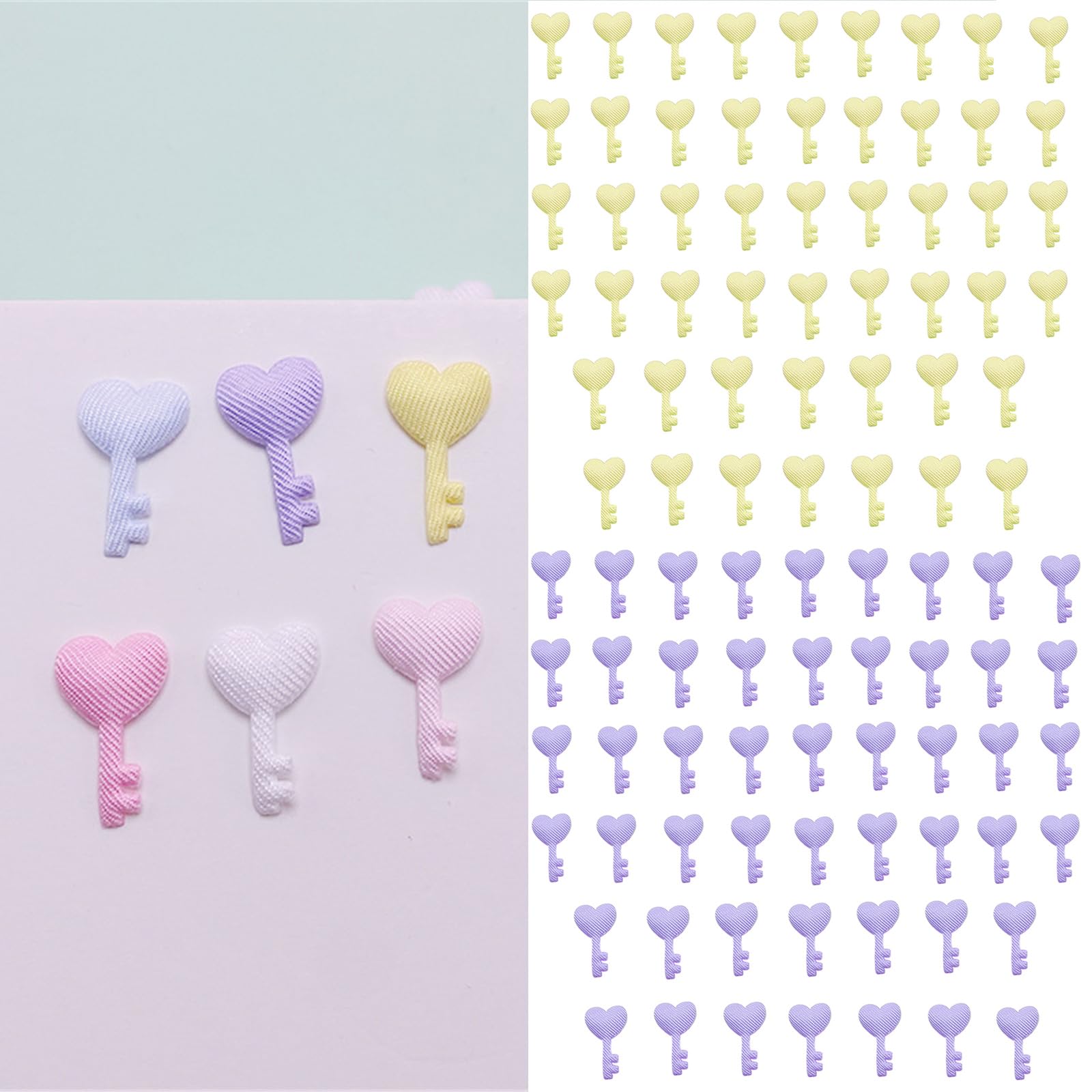 Cartoon Heart Key Patches Padded Appliques Handmade Hair Accessories Lovely Hair Barrettes