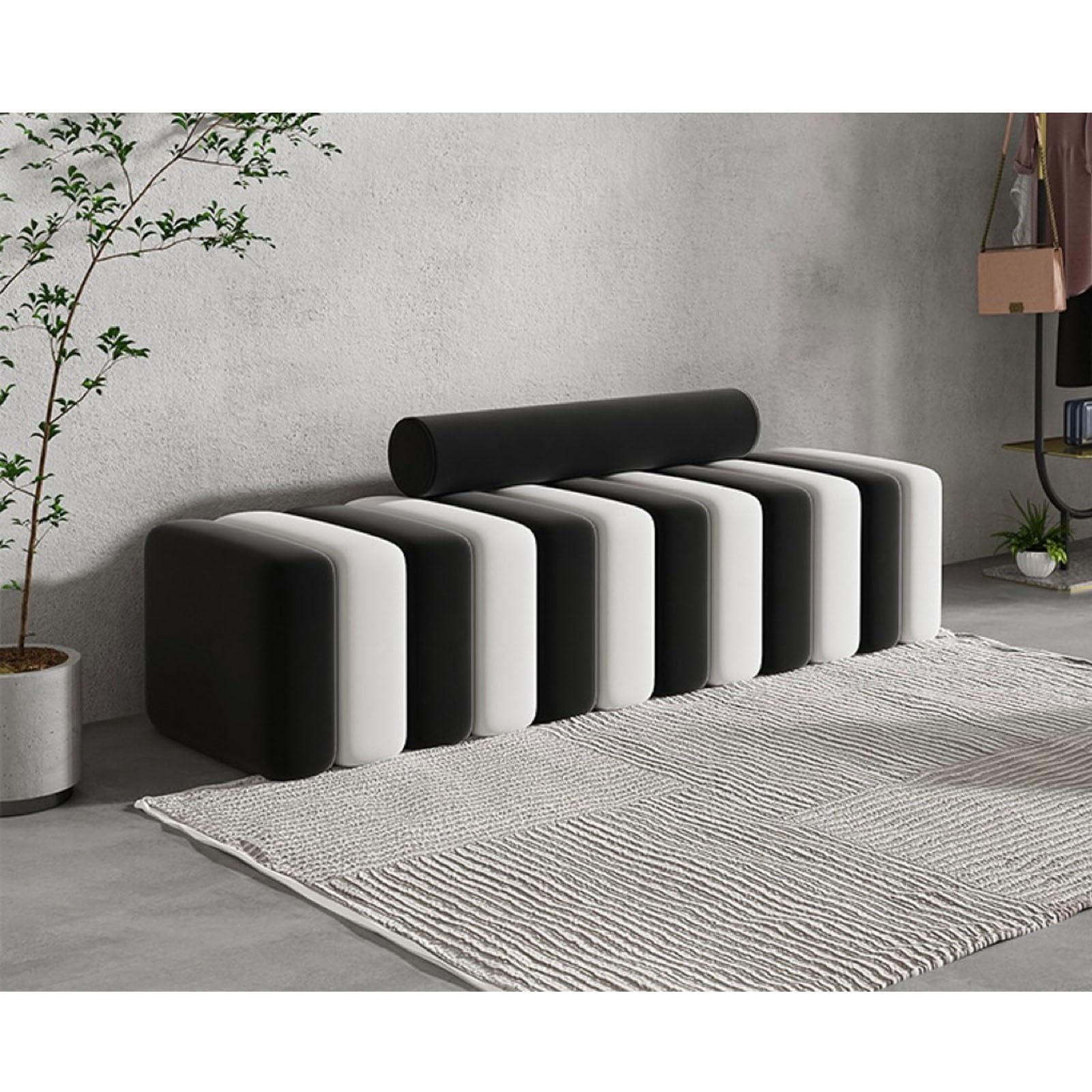 Repose-pieds ottoman long 80cm pour soulager vos jambes et ranger le salon