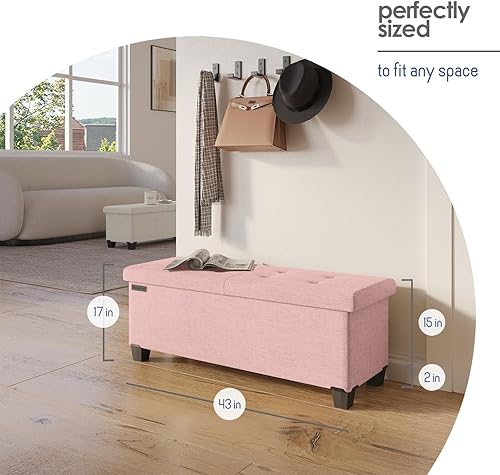 Miniatura 449 de Otomana plegable para dormitorio o sala de estar, con contenedores de almacenamiento, reposapiés para el extremo de la cama, soporta hasta 660 lb,