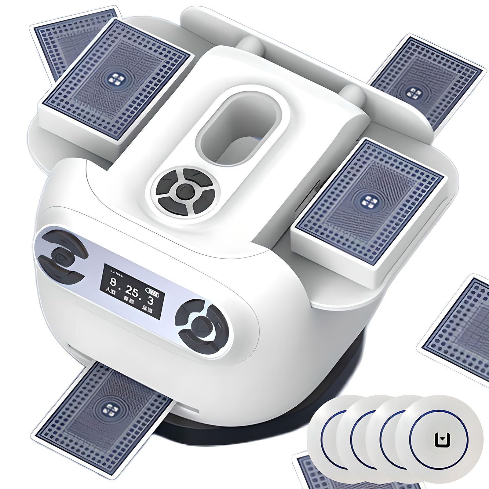 Mescolatore e mazziatore automatico di carte, distributore e mescolatore di carte con rotazione a 360° con display OLED e controllo sensibile al tocco, batteria ricaricabile da 2600 mAh, per UNO