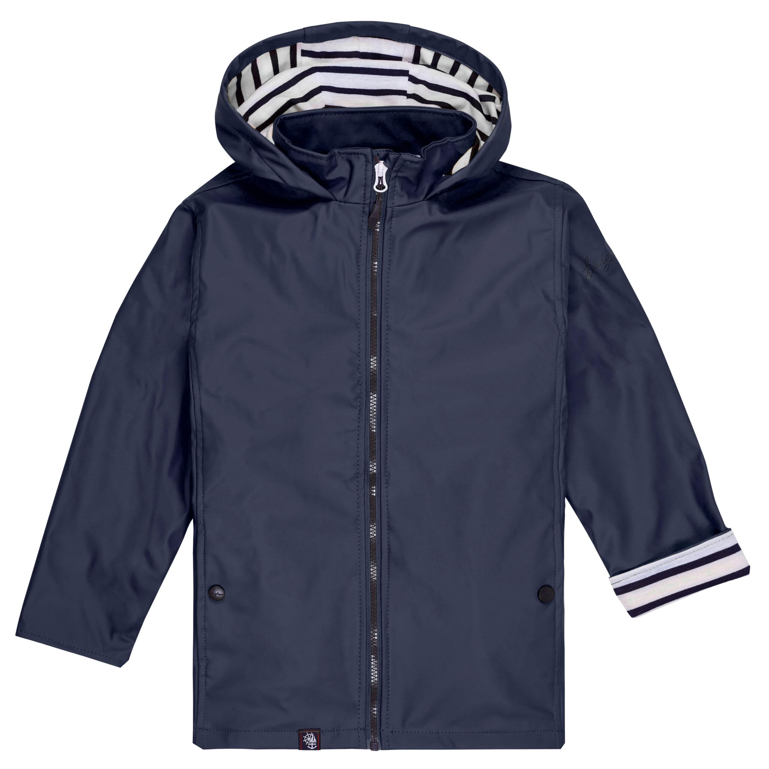 Breizh Ocean - Impermeabile Bambino Ragazzo o Ragazza, Da 1 a 14 anni, Marchio Francese LANNION, Giacca Impermabile Bambino con Interno A Righe con Cappuccio Elasticizzato - Disponibili Taglie Grandi