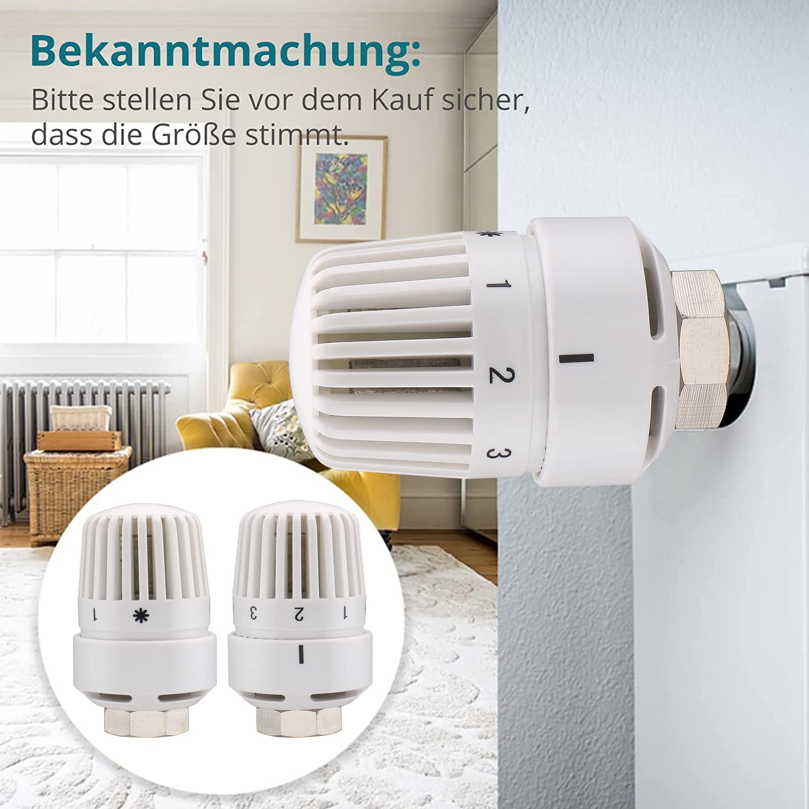 Wengart Thermostatic Radiator Head, M30x1.5, Heating System Temperature Control Head - Image 2