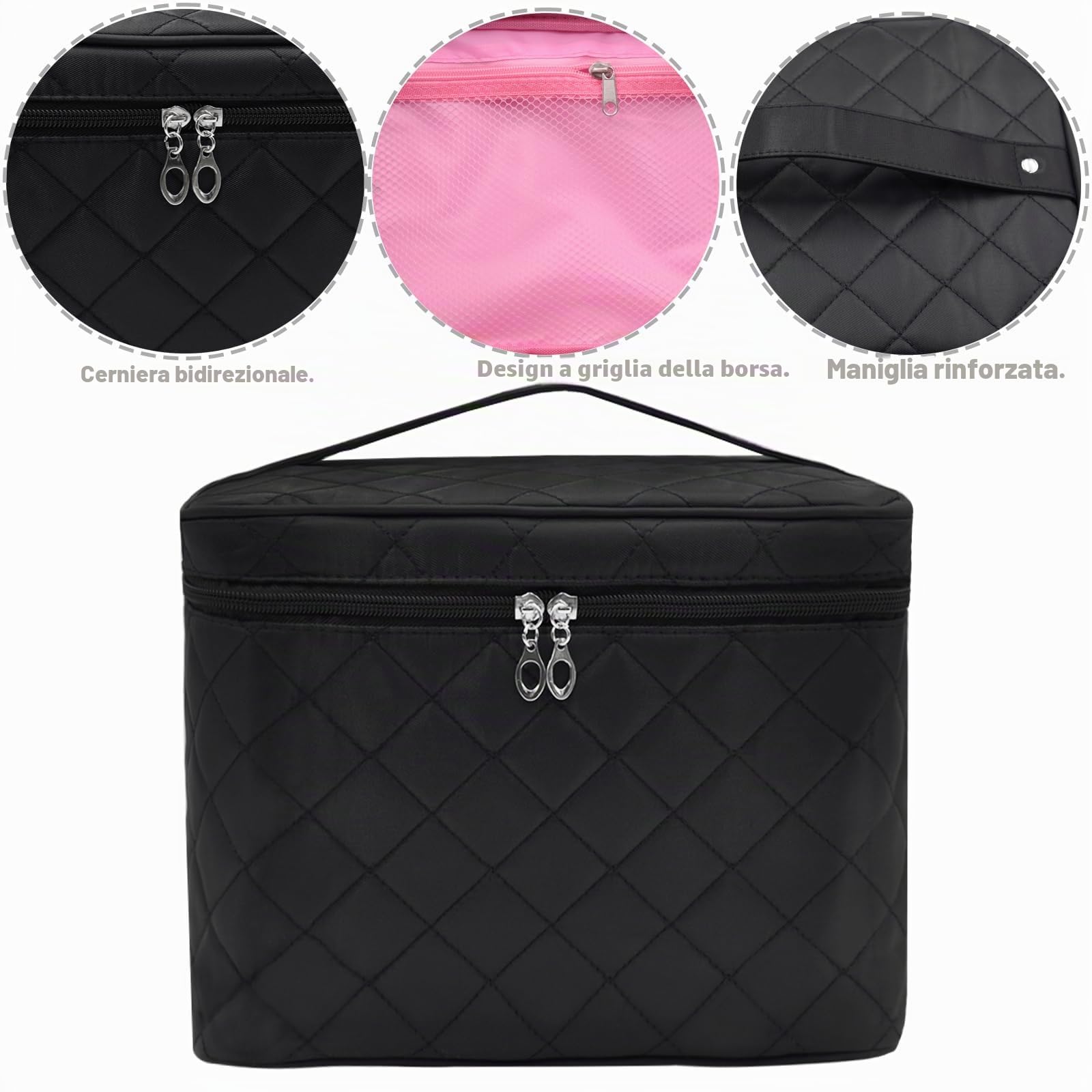 Astuccio per trucchi, grande borsa cosmetica,astuccio da toilette pieghevole impermeabile multifunzione,per vacanze campeggio bagno