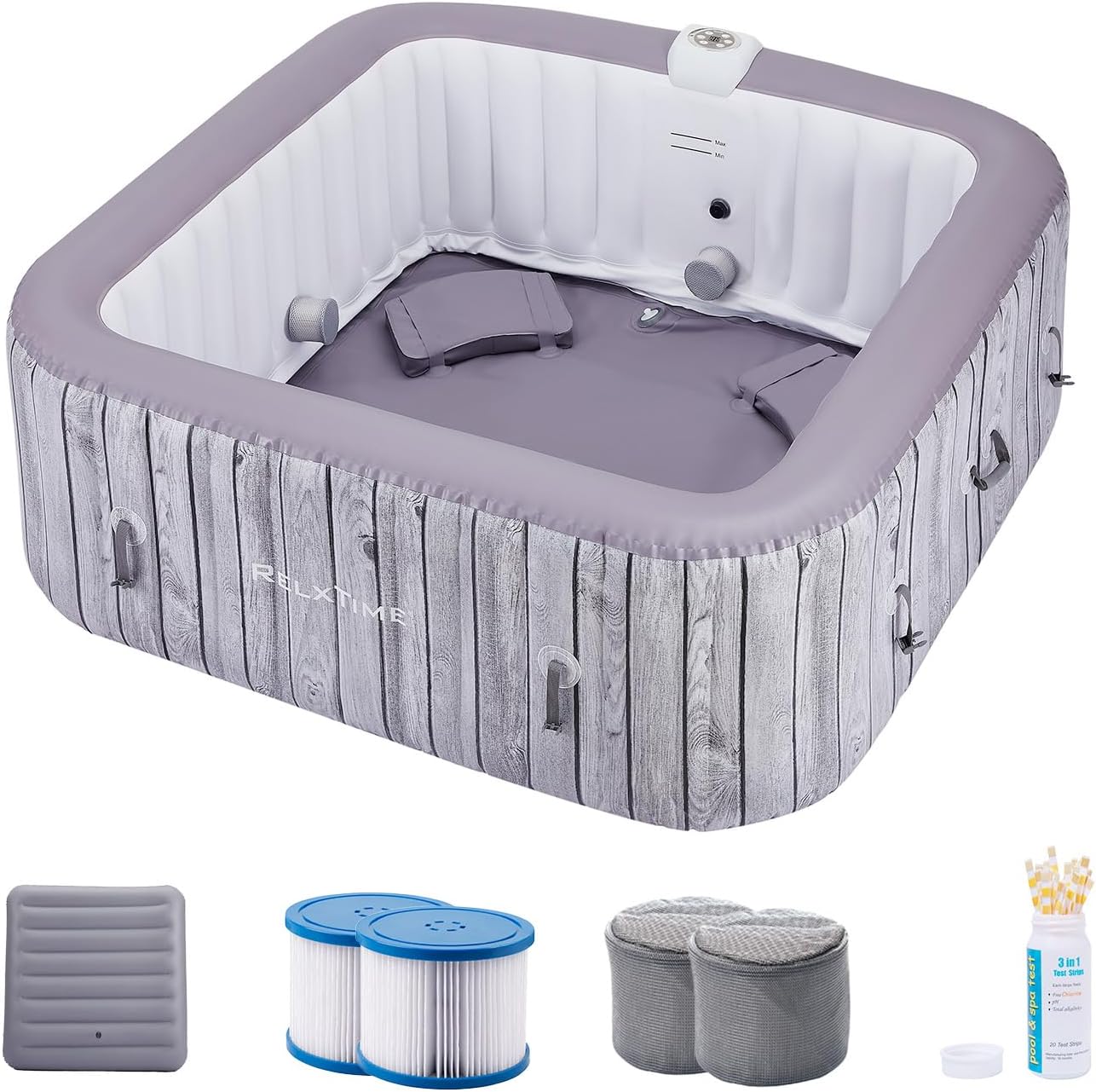 RELXTIME Inflatable Hot Tub 6 Person, Portable Air Jet Spa